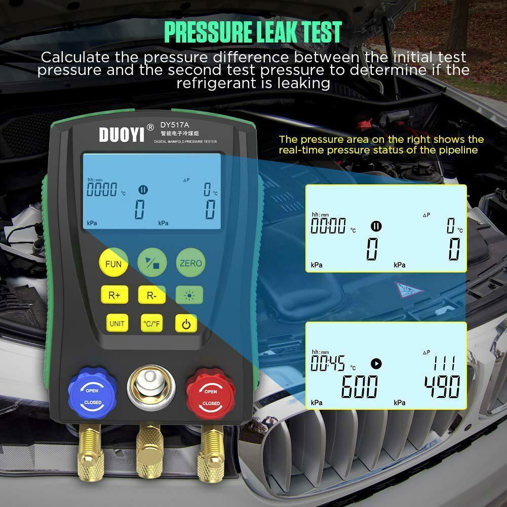 Professional Refrigeration Manifold Gauge Kit – Digital HVAC System Tester