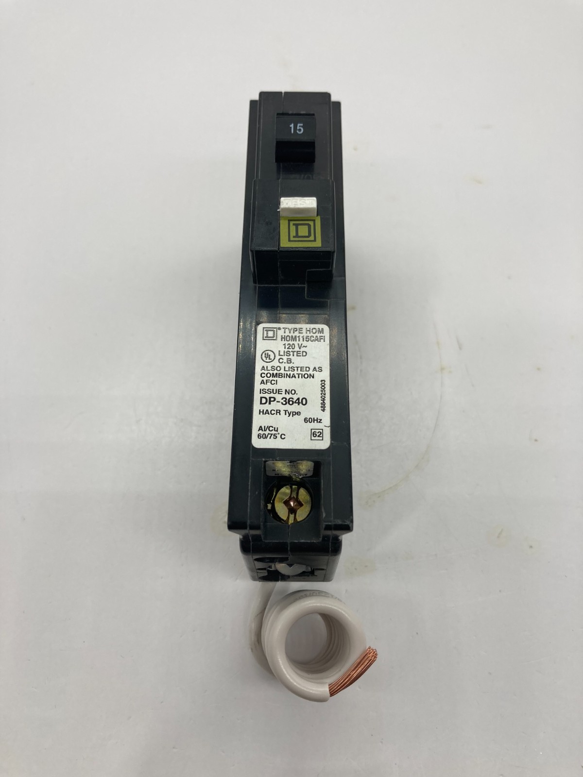 Homeline HOM115CAFI 15Amp 1 Pole 120V Plug On CAFI Combination Arc Fault Breaker