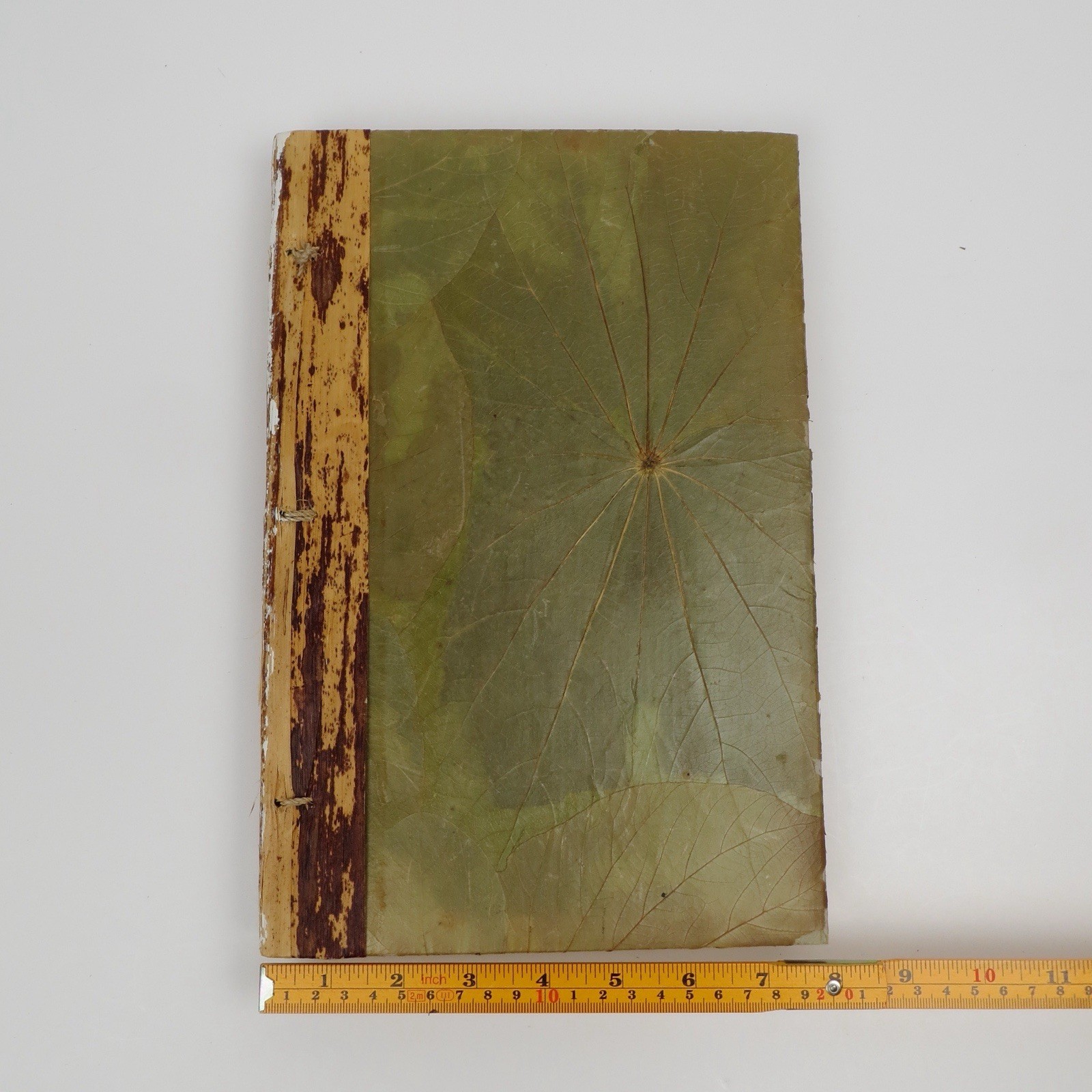 Vtg Blue Handworks Handmade Journal/Sketchbook – Leaf Cover/Bamboo Indonesia NOS