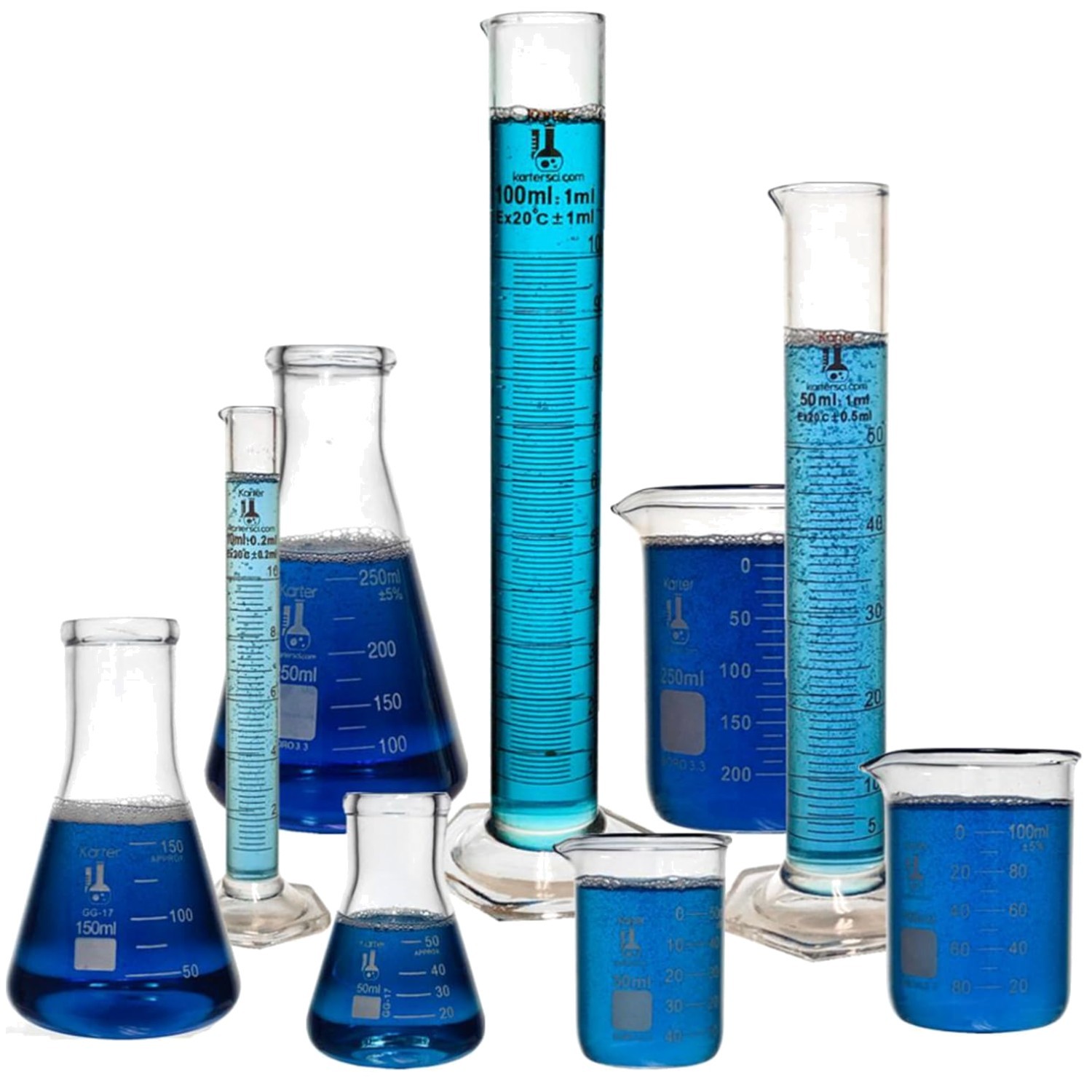 9-Piece Borosilicate Glass Lab Kit – Beaker, Flask, Cylinder