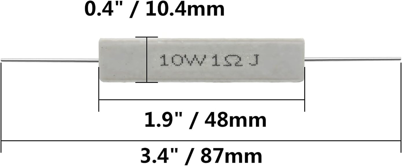 10PCS 10W 1 Ohm Ceramic Resistor, Power Resistor Assortment Cement Resistor K…