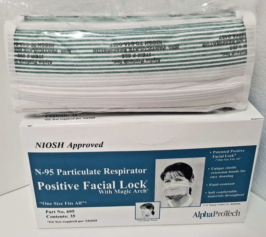 Alpha Protech N95 Respirator NIOSH Approved MADE IN USA 35 MASKS PER BOX