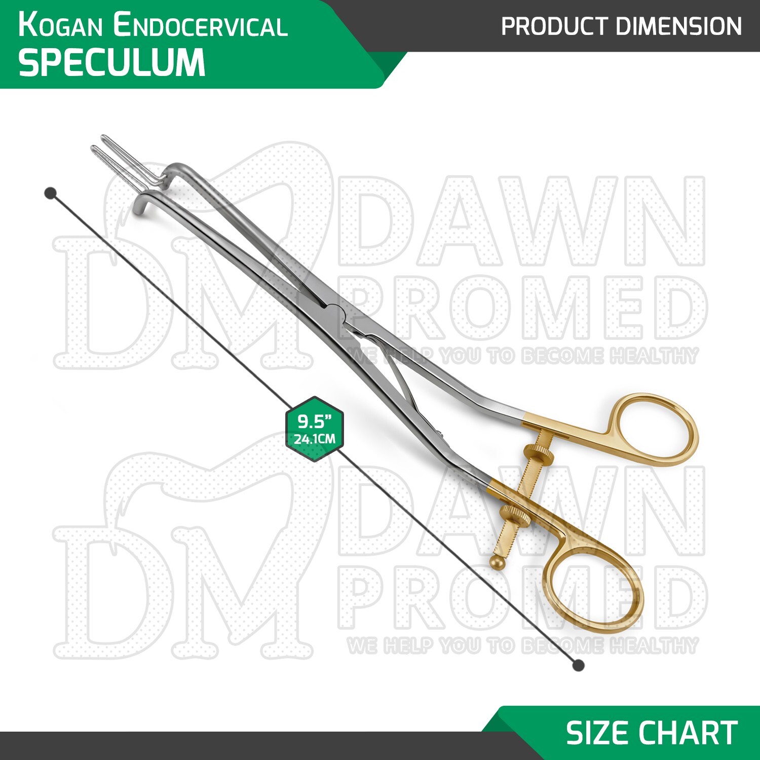 Kogan Endocervical Speculum 9.5″ Fenestrated Jaws 7X25 mm OB/GYN Instruments
