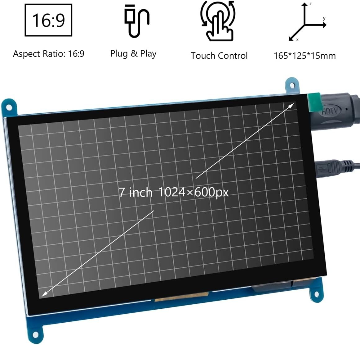7 Inch IPS LCD Touch Screen Display Panel 1024×600 Capacitive Screen HDMI Mon…