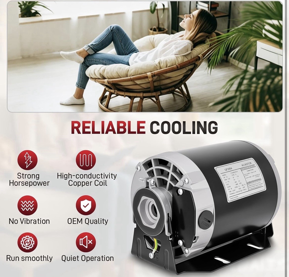 656——GF2054 1/2HP 115V Single Phase 1725RPM 48Y 60Hz 7.2A ODP Reversible
