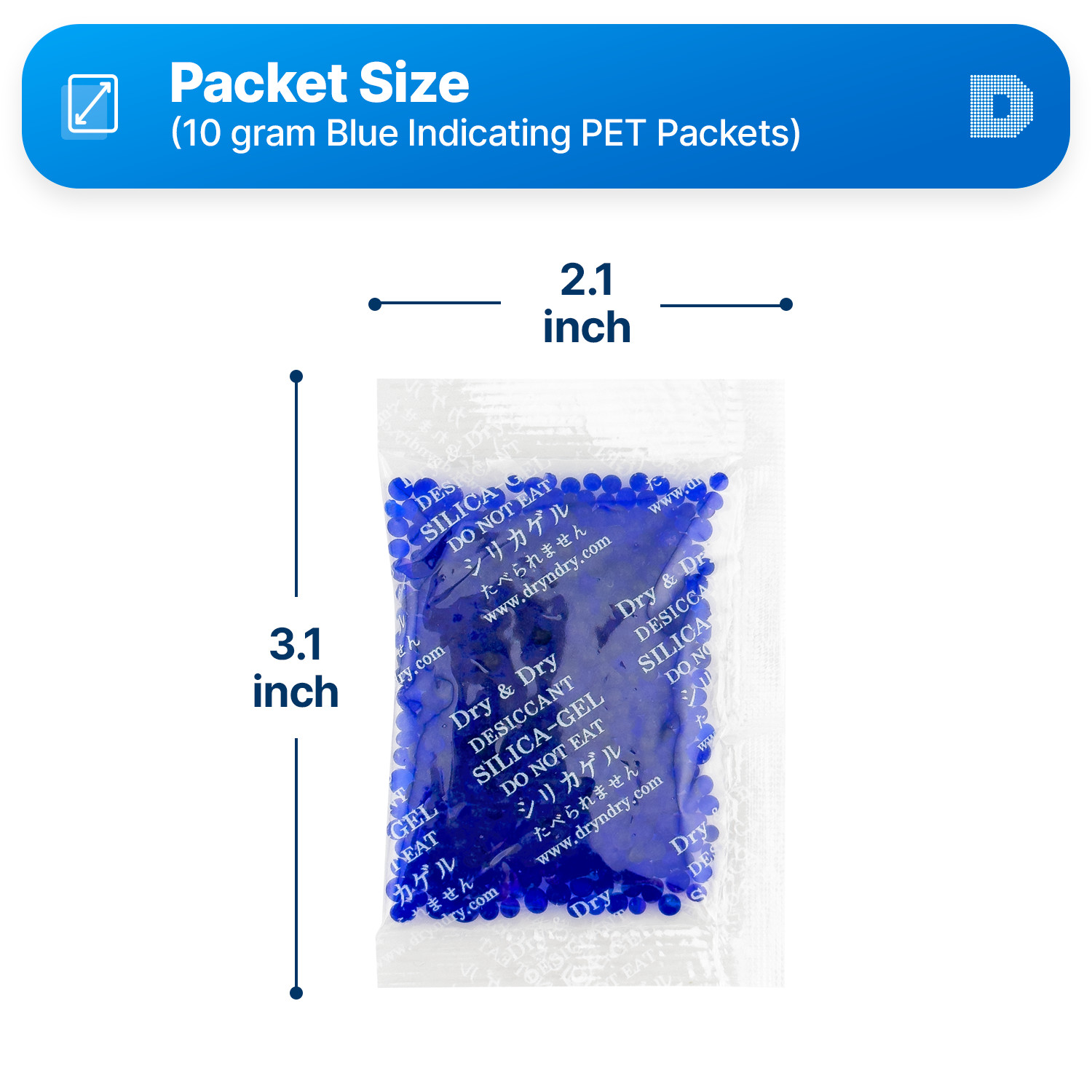 [100 Packets]10 Gram” Dry & Dry” Blue Indicating Silica Gel Packets – Reusable