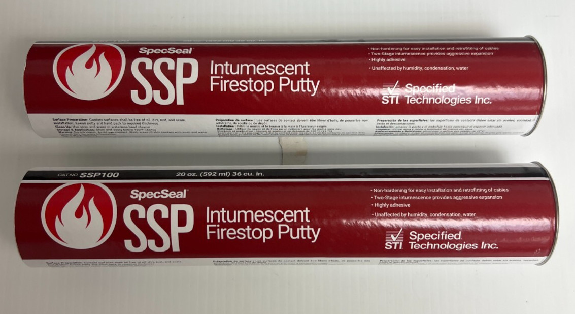 2-STI SpecSeal SSP100 Intumescent Fire Putty 36cu in 20 oz Tubes