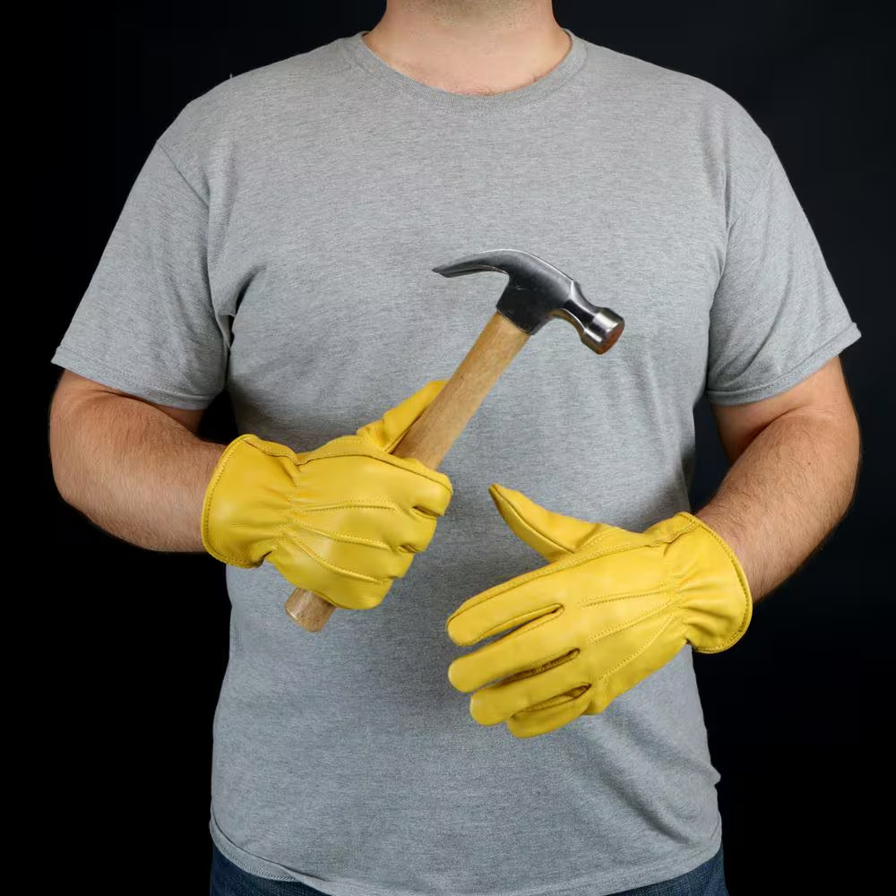 Grain Cowhide Leather Large Work Gloves