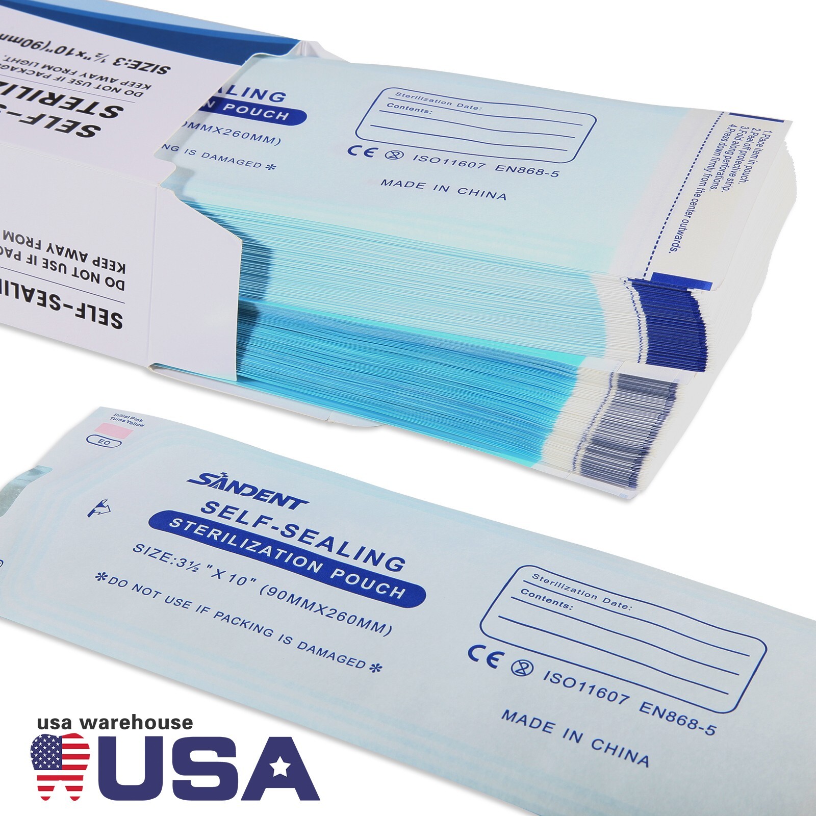 3.5″ X 10″ Self Sterilization Pouches Autoclave Pouch,Sterilizer Bags Dental 200