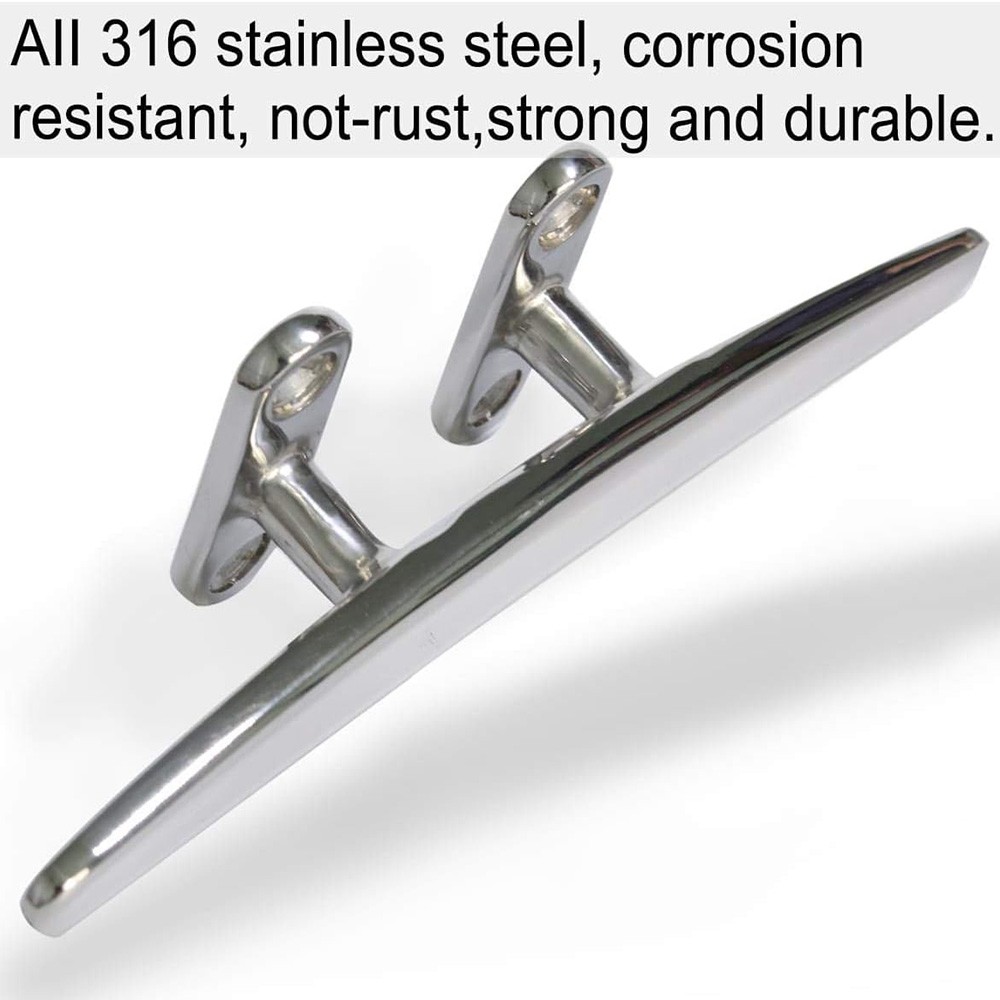 4/5/6/8 IN Rope Cleat Flat Top Boat Deck Cleat 316 SS Boat Cleat Open Base