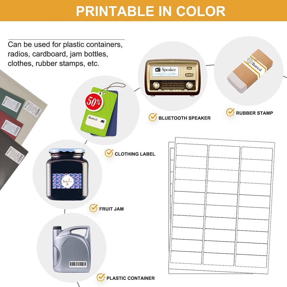 Premium Shipping Address Mailing Labels 1″ x 2 5/8″ 30/sheet 30 UP Self-Adhesive