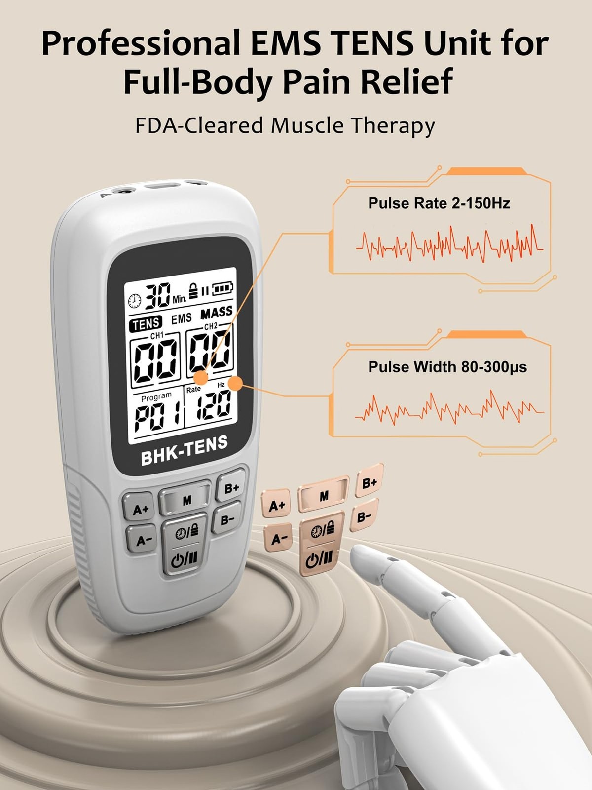 24 Modes TENS EMS Unit for Pain Relief, Muscle Stimulator Machine with 8 Reus…