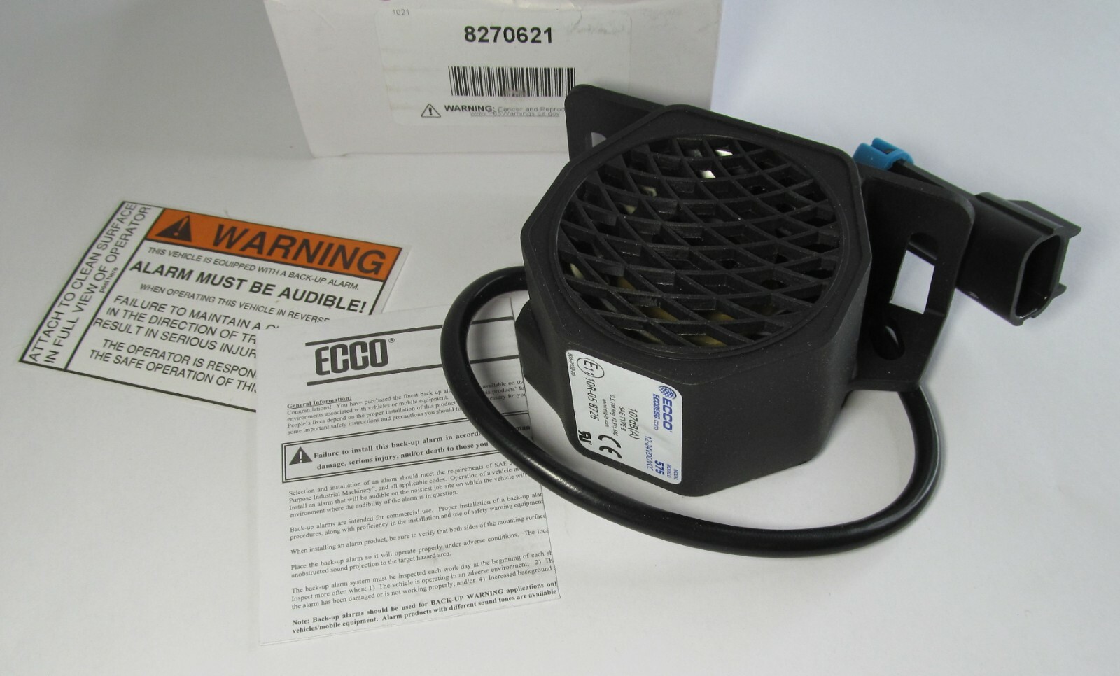 ECCO 575/ OEM JLG 8270621 BACKUP ALARM 107dB 12V-24 VDC/VCC FORKLIFT/ ARIAL LIFT
