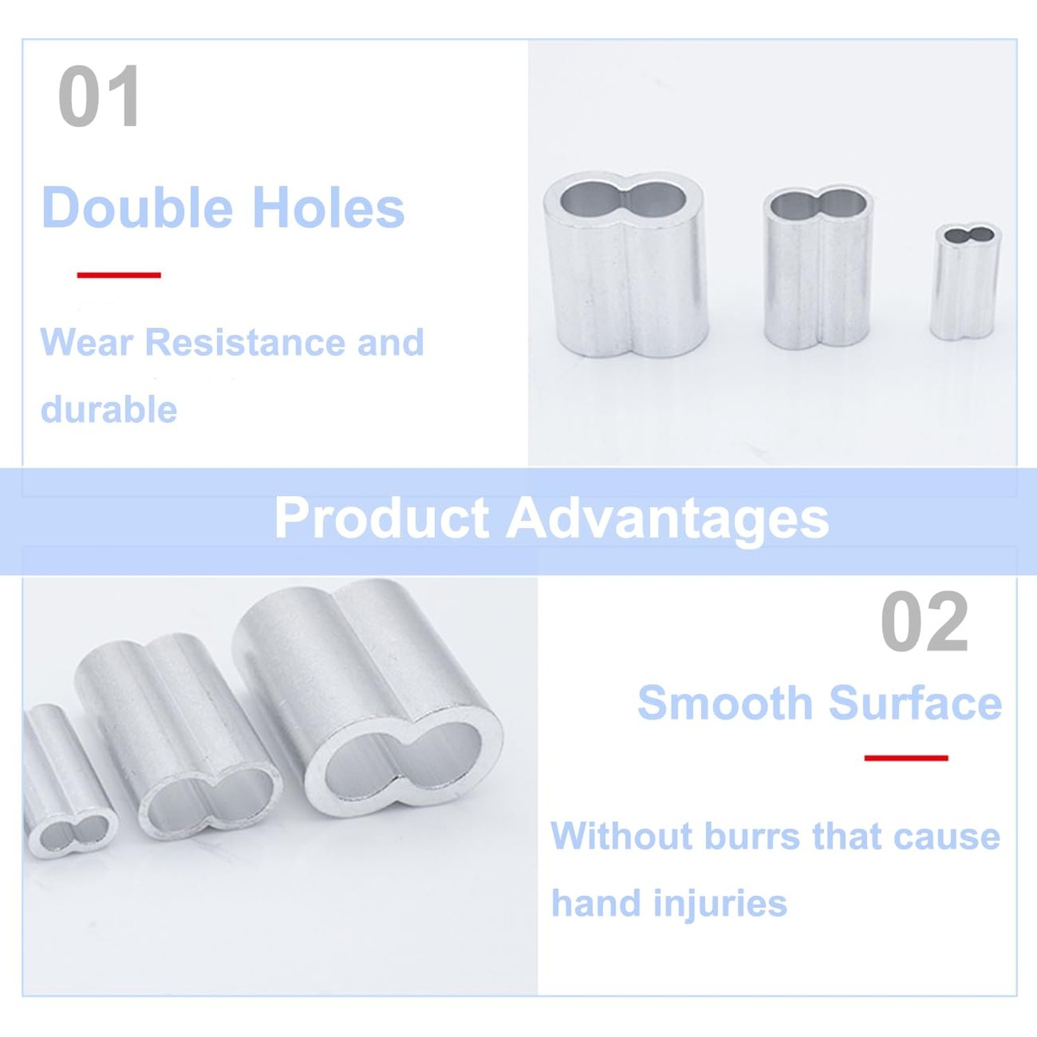 100pcs 1/8″ (3mm) Aluminum Crimping Loop Sleeve, Cable Ferrule Wire Rope Slee…