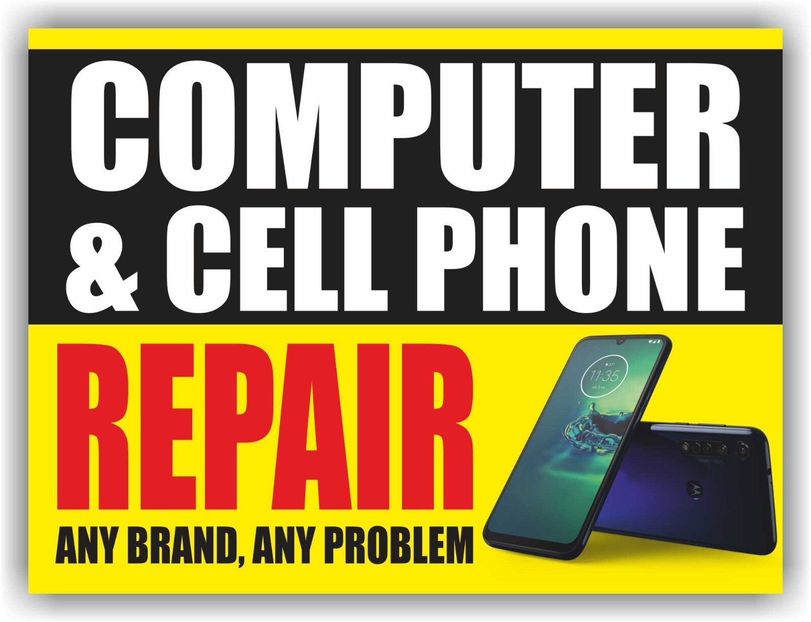COMPUTER CELL PHONE REPAIR SERVICE Yard Sign Corrugate Plastic with H-Stakes