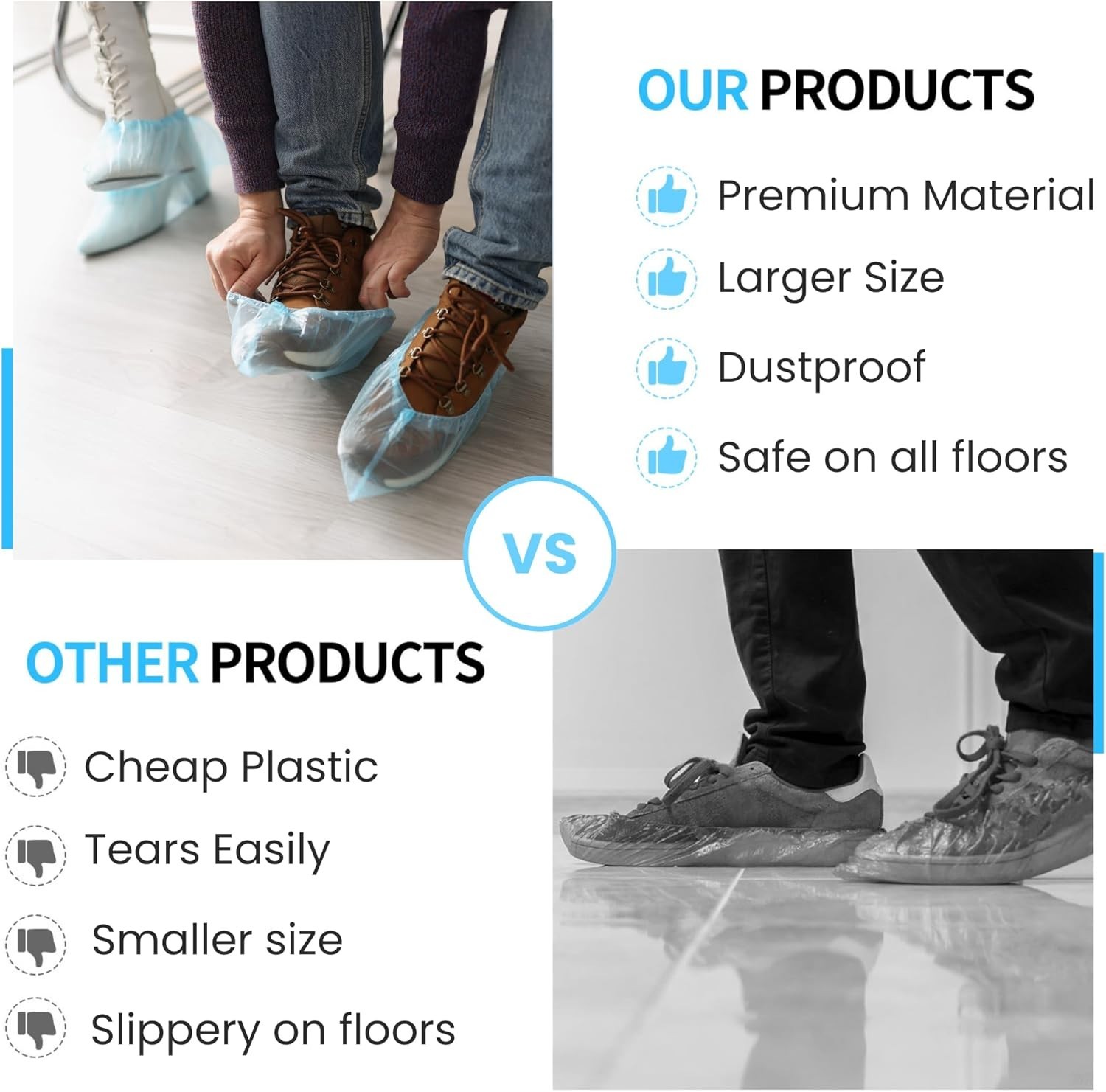 100 Disposable Shoe Covers for Indoors Non-Woven Water-Resistant Bootie Job XL