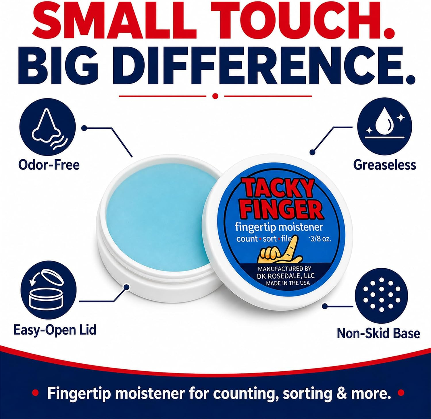 Fingertip Moistener 3/8 oz – Odor-Free, Non-Toxic Gel for Counting, Sorting, Fil