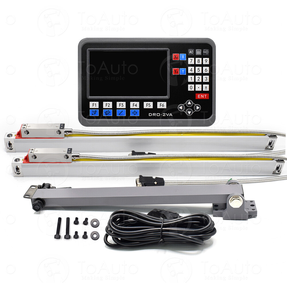 TOAUTO LCD Digital Readout 2Axis DRO Display+5um 2PC Linear Glass Scale Full Kit