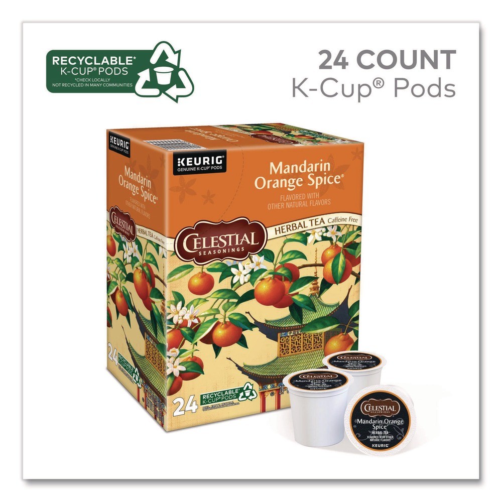 Celestial Seasonings 14735 Mandarin Orange Spice Herb Tea K-Cups (24/Box) New