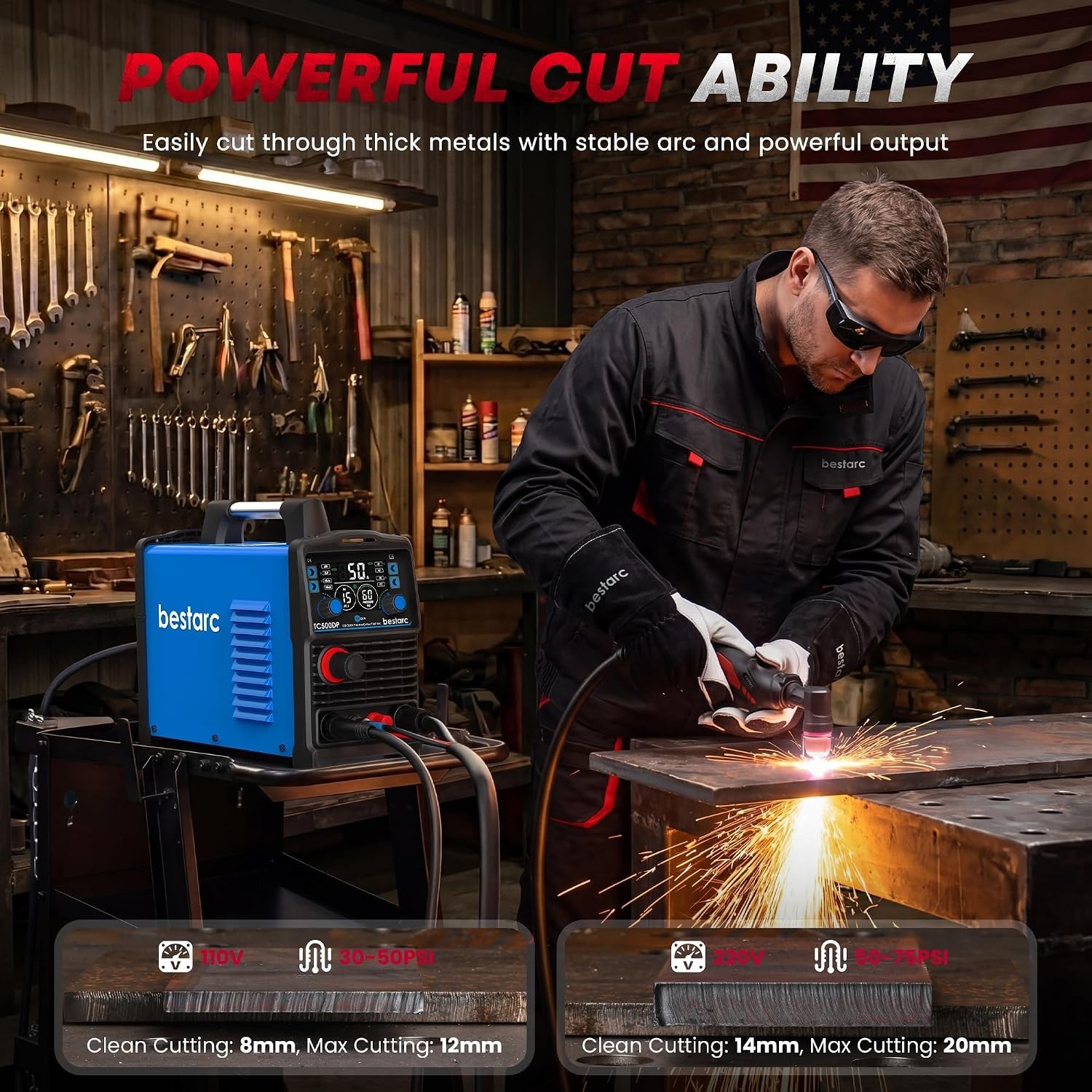 Bestarc Pilot Arc Plasma Cutter, [Large LED Display][Air Sensor] 50A Plasma Cutt