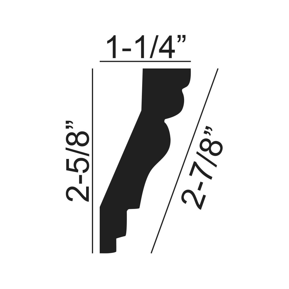 2-7/8in Face x 2-5/8in H x 1-1/4in Proj, Primed White Polyurethane, Crown
