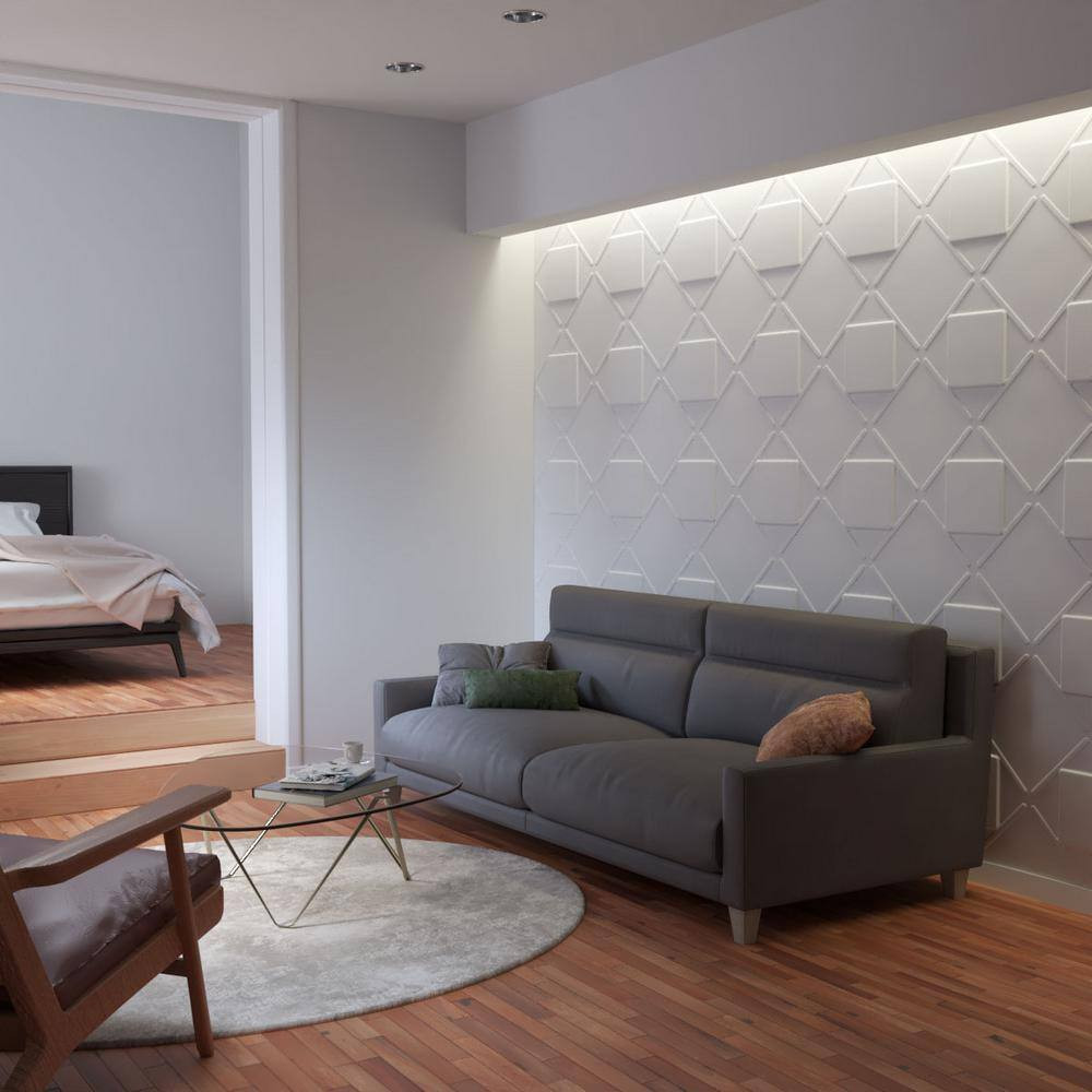 Aubrey White 5/8 In. X 1-3/5 Ft. X 1-3/5 Ft. White PVC Decorative Wall Paneling