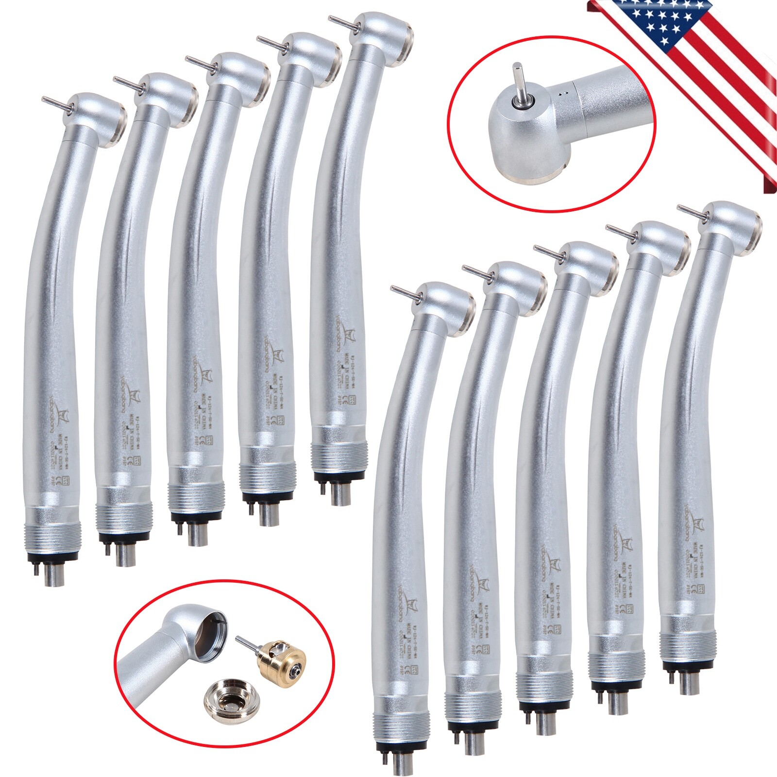 1-10 Pcs yabangbang NSK Style Dental High Speed Turbine Handpiece Push Button