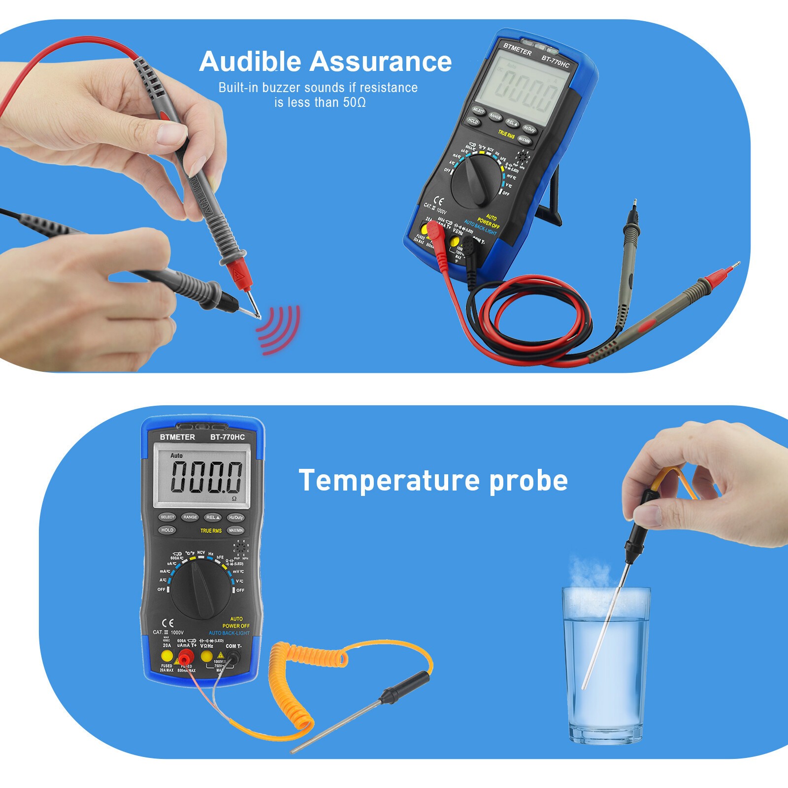 HoldPak Digital Multimeter Auto-ranging TRMS NCV Bluetooth Current Voltage Meter