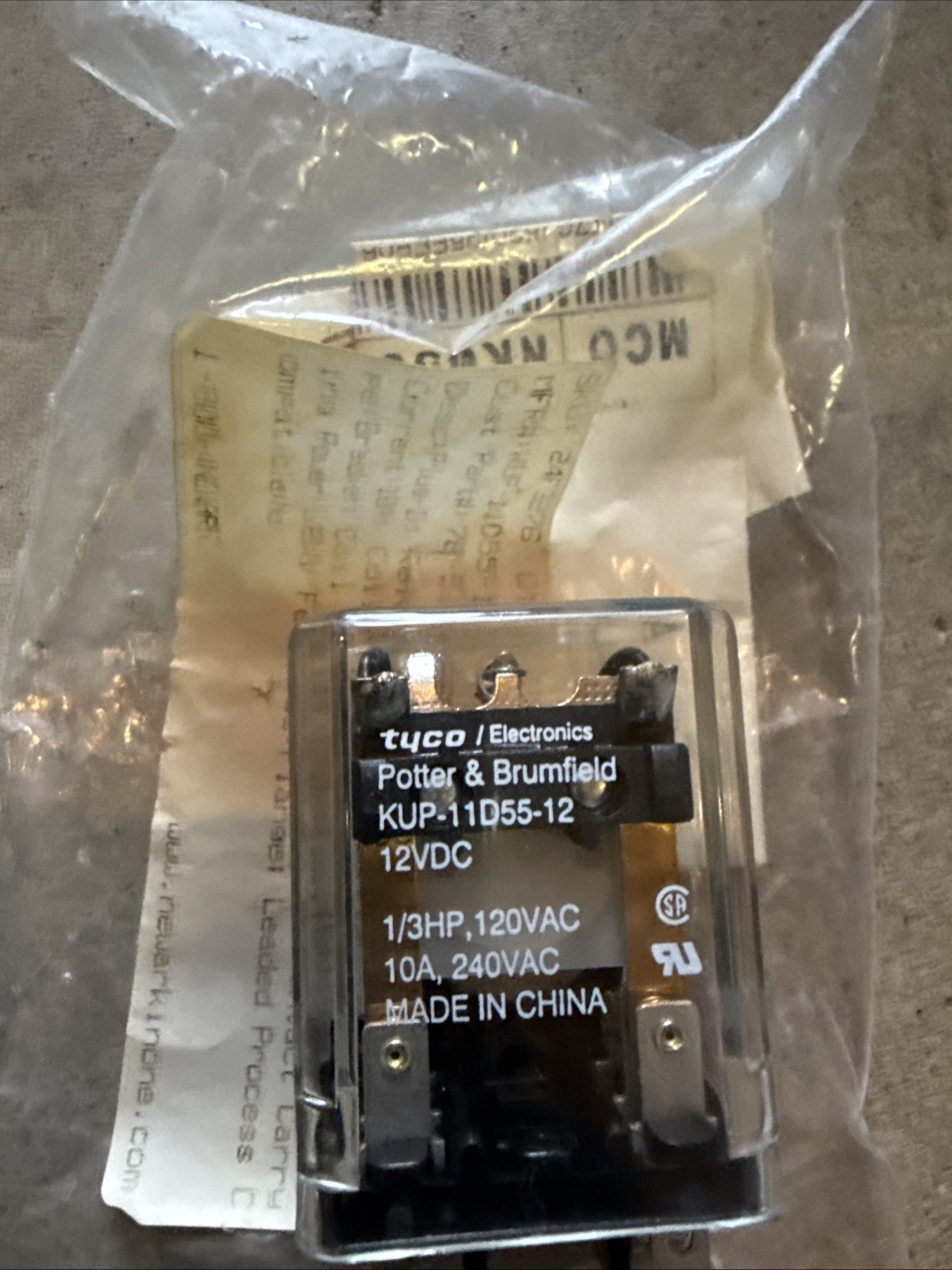 Power Relay 12VDC, DPDT, 10A, POTTER & BRUMFIELD / TE CONECTIVITY KUP-11D55-12