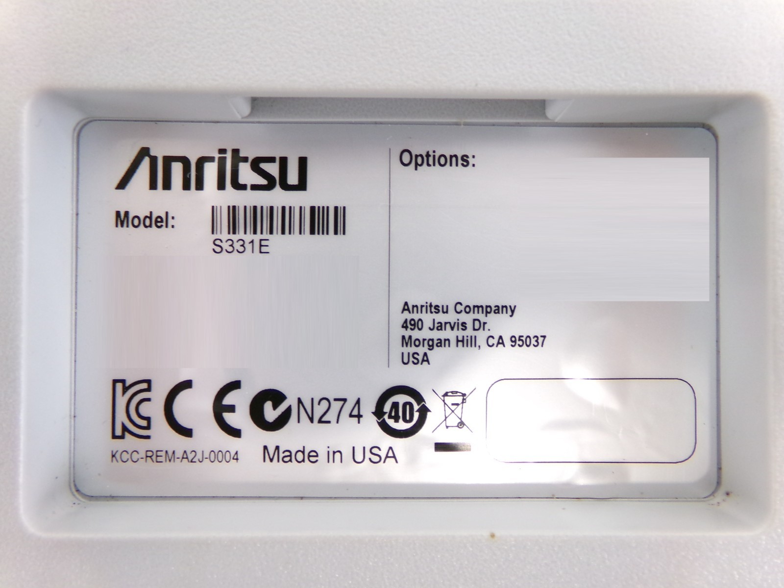 Anritsu S331E 2MHz-4GHz Cable & Antenna Analyzer SiteMaster V3.82 Surplus