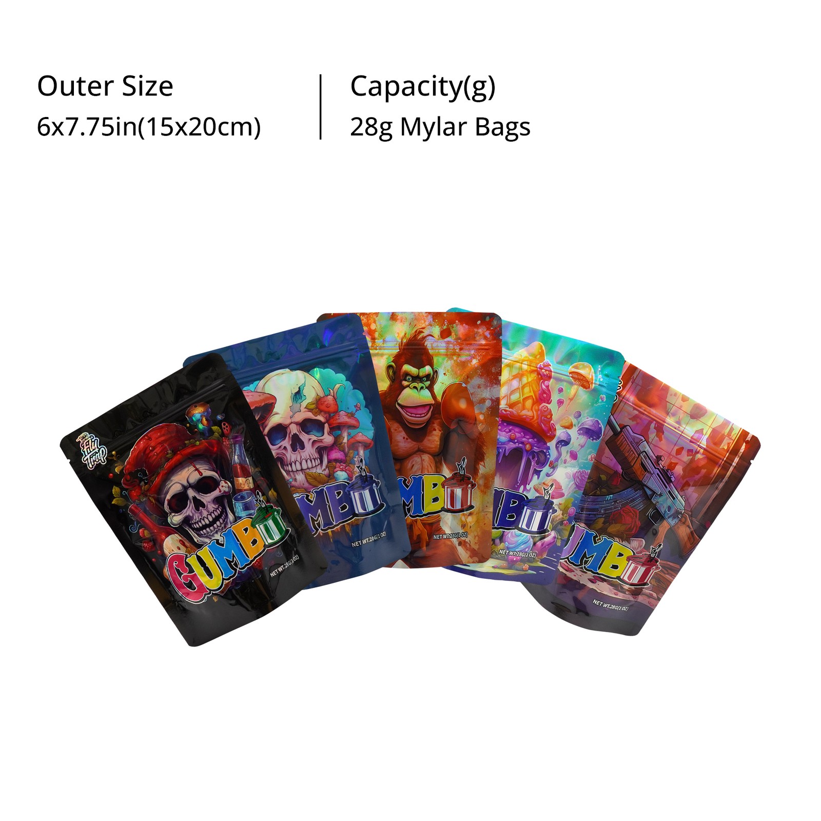 100Pcs Mylar Foil Pouches 7g / 28g Resealable Zipper Heat‑Seal Storage Bags
