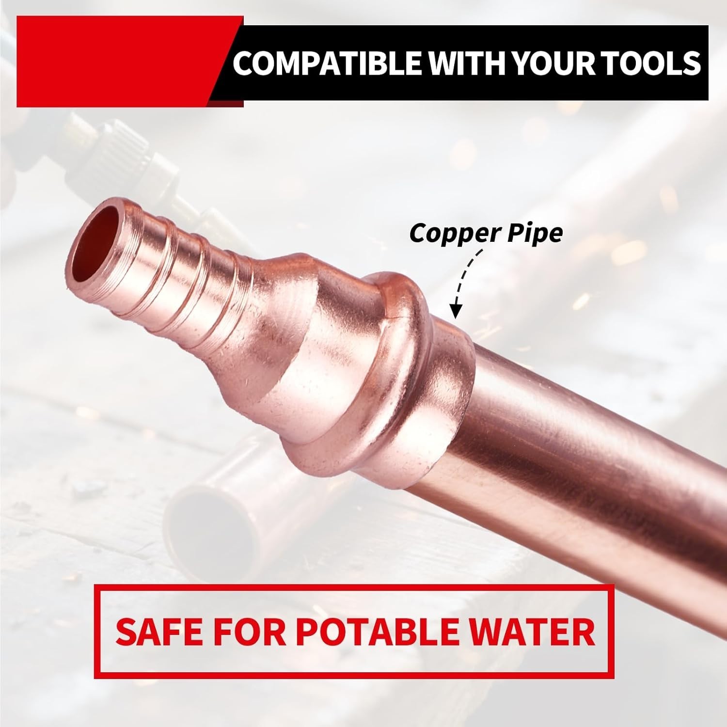 Copper Press Fittings Crimp Coupling Adapter, 10-Pcs 1/2 Press x 1/2 PEX inch…
