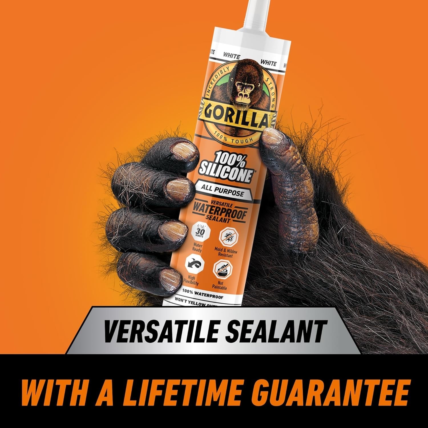 Gorilla Waterproof Caulk & Seal Silicone Sealant, 10oz Cartridge (Pack of 1) –