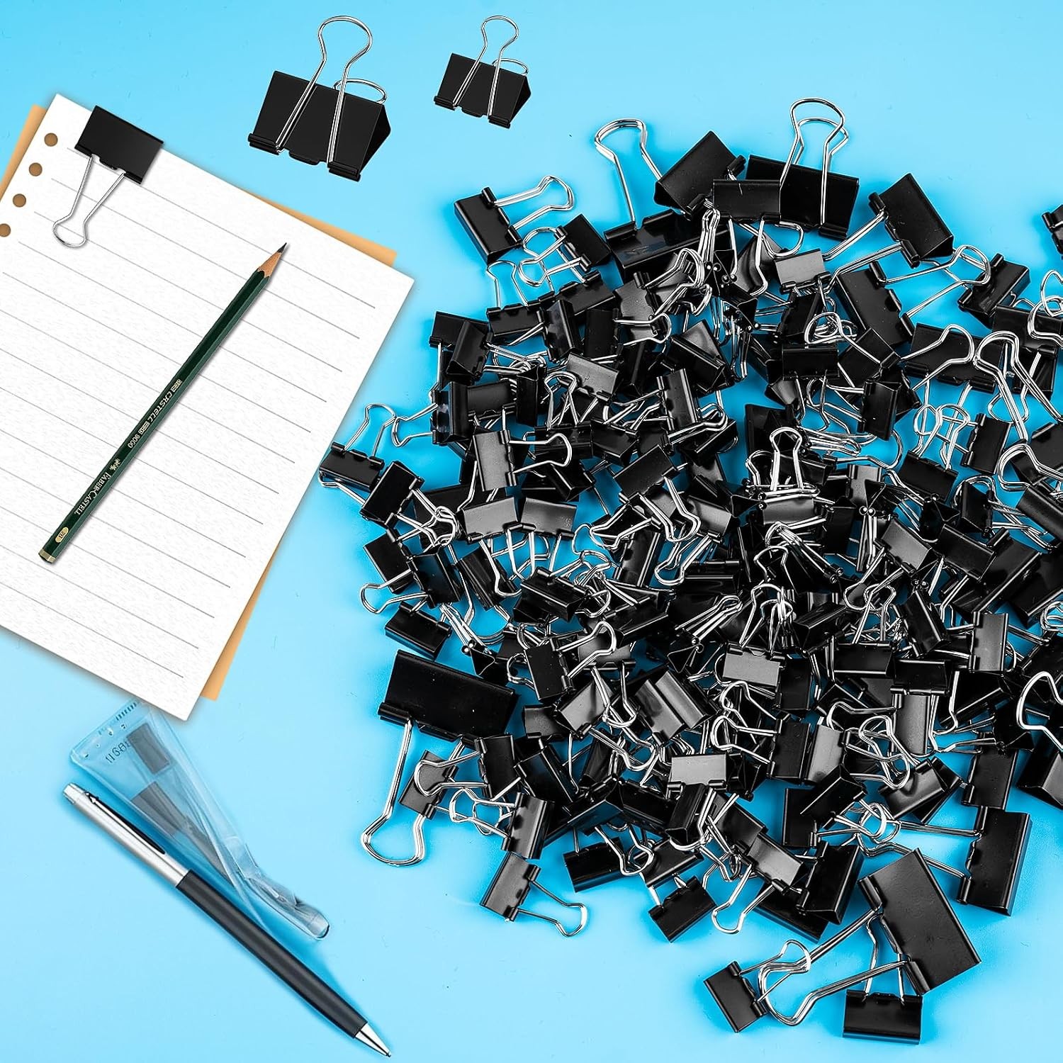 200 Count Binder Clips Assorted Sizes, 4 Sizes Large, Medium, Small, Mini, Metal