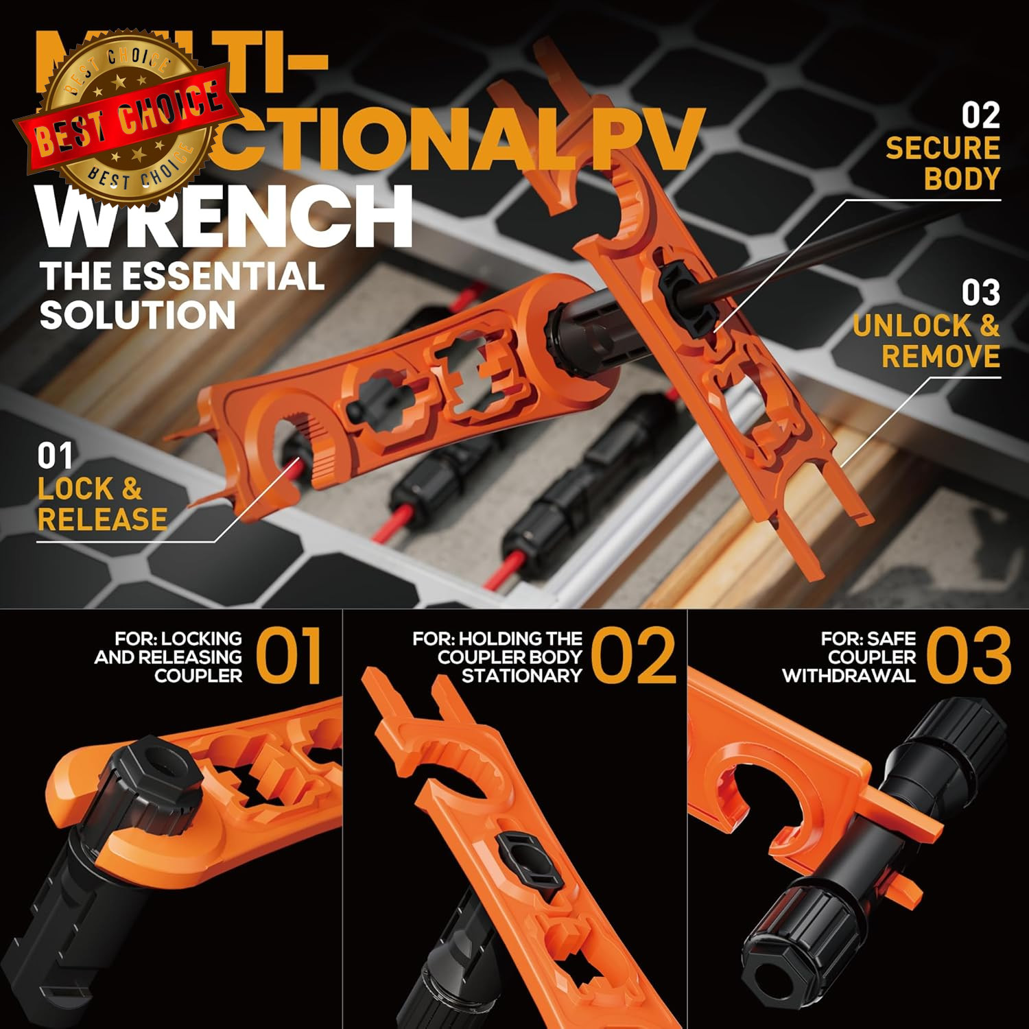 Solar Connector Crimping Tool Kit, 14-10 AWG Crimper for Solar Panel Cables, Too