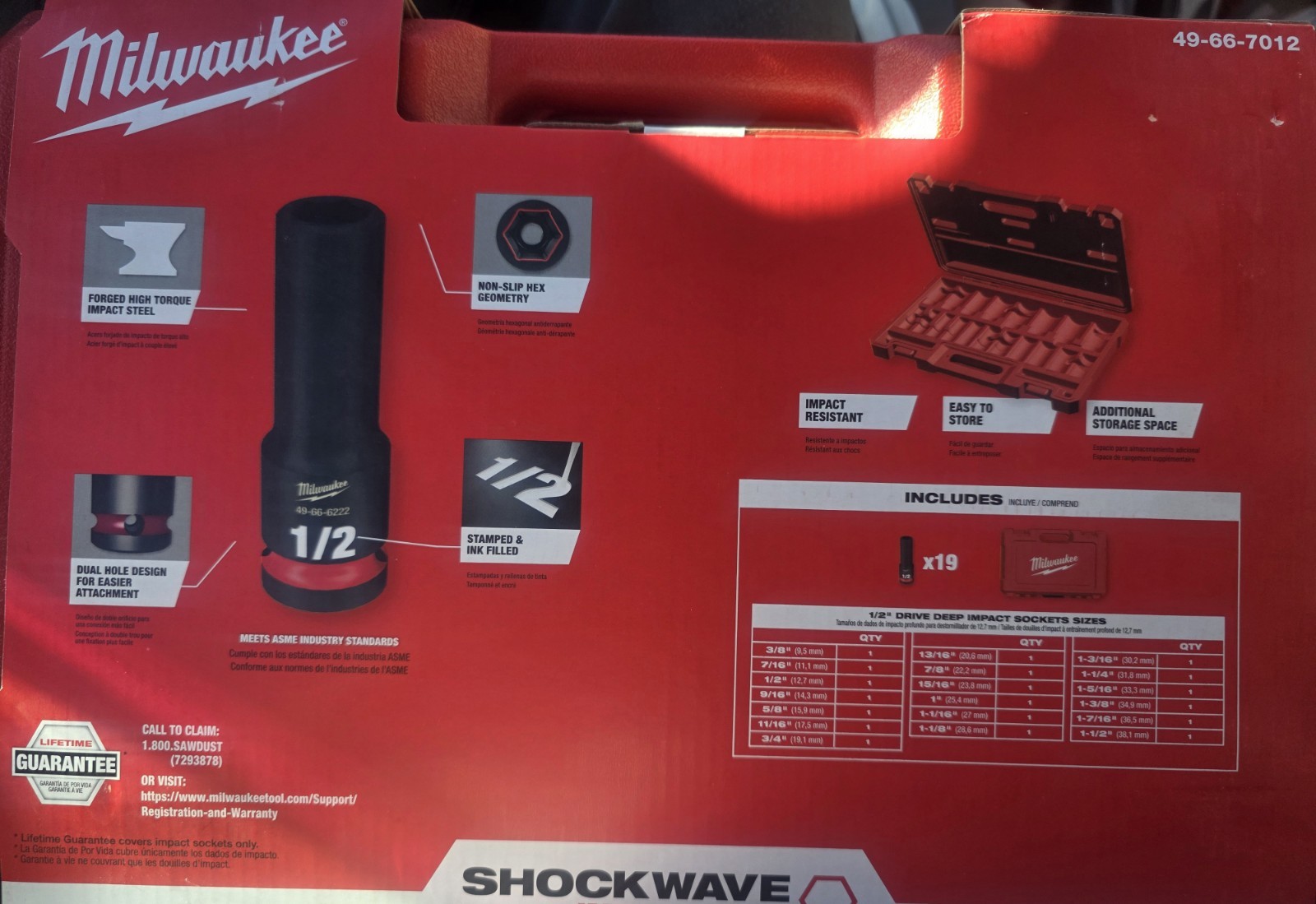 Milwaukee SHOCKWAVE 1/2 in. Drive SAE 6 Point Impact Socket Set (19-Piece)