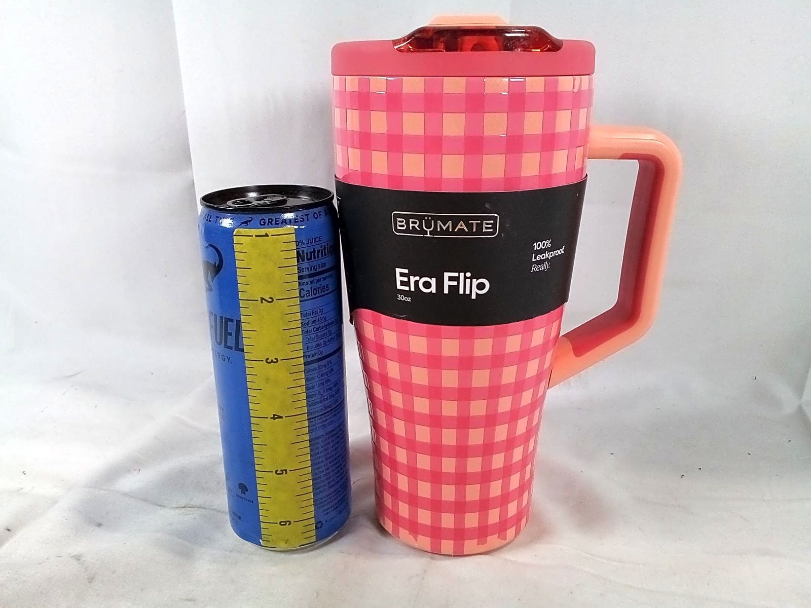 BrüMate Era Flip 30oz Leakproof Straw Tumbler – Peach/Pink Gingham Madi Nelson