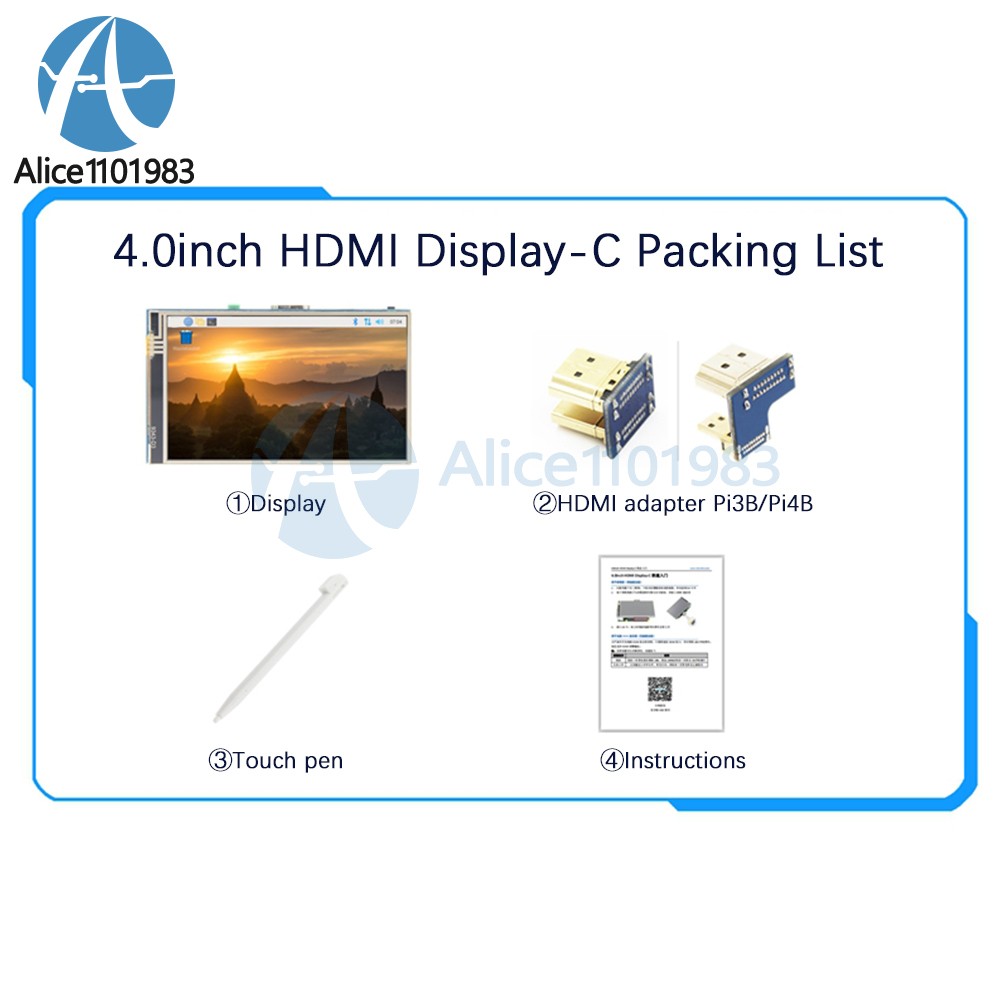 4″ LCD Touch Screen Display Module 800*480 TFT IPS for Raspberry Pi 3 4 B/B+