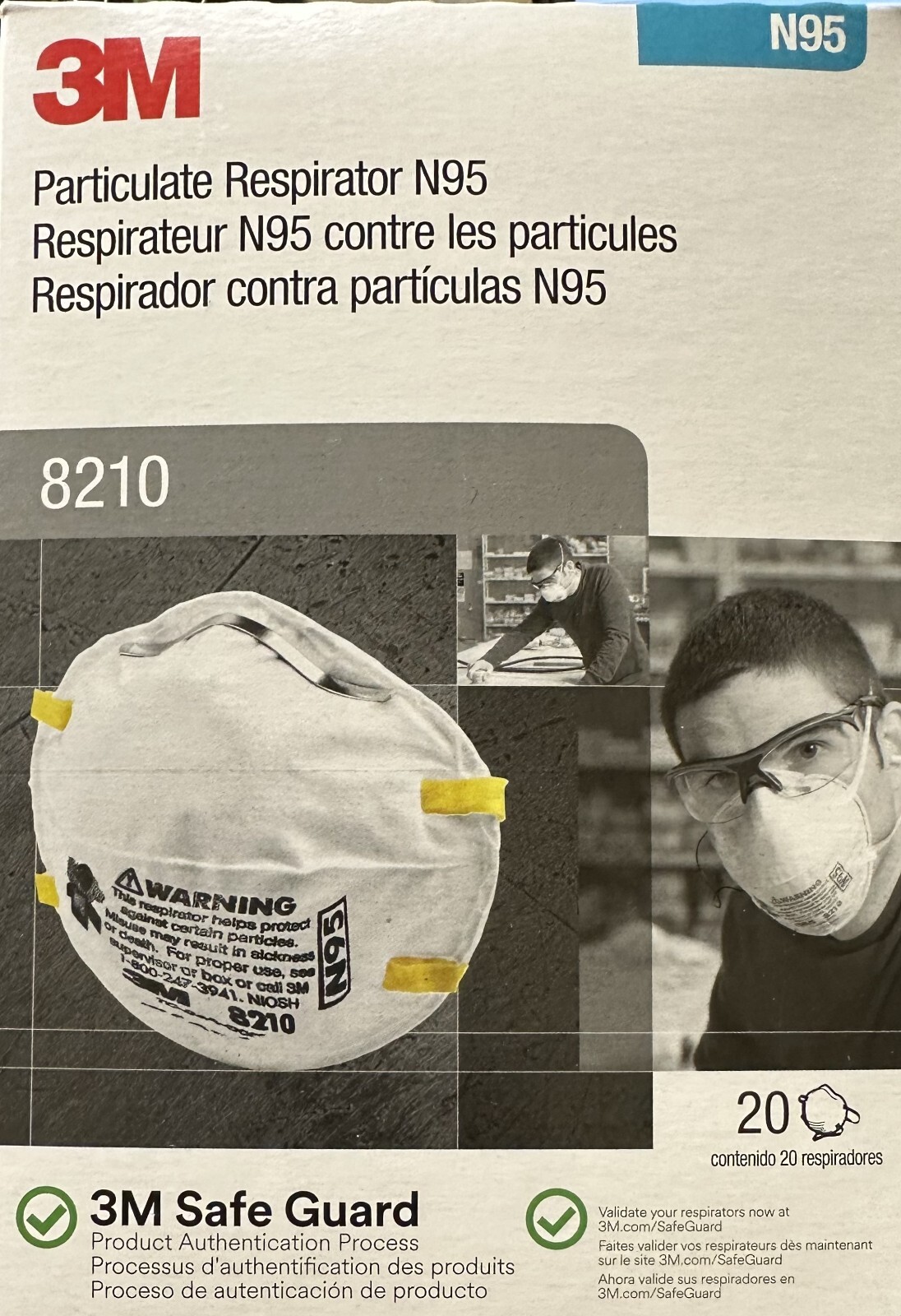 3M Personal Protective Equipment Particulate Respirator 8210 + N95 