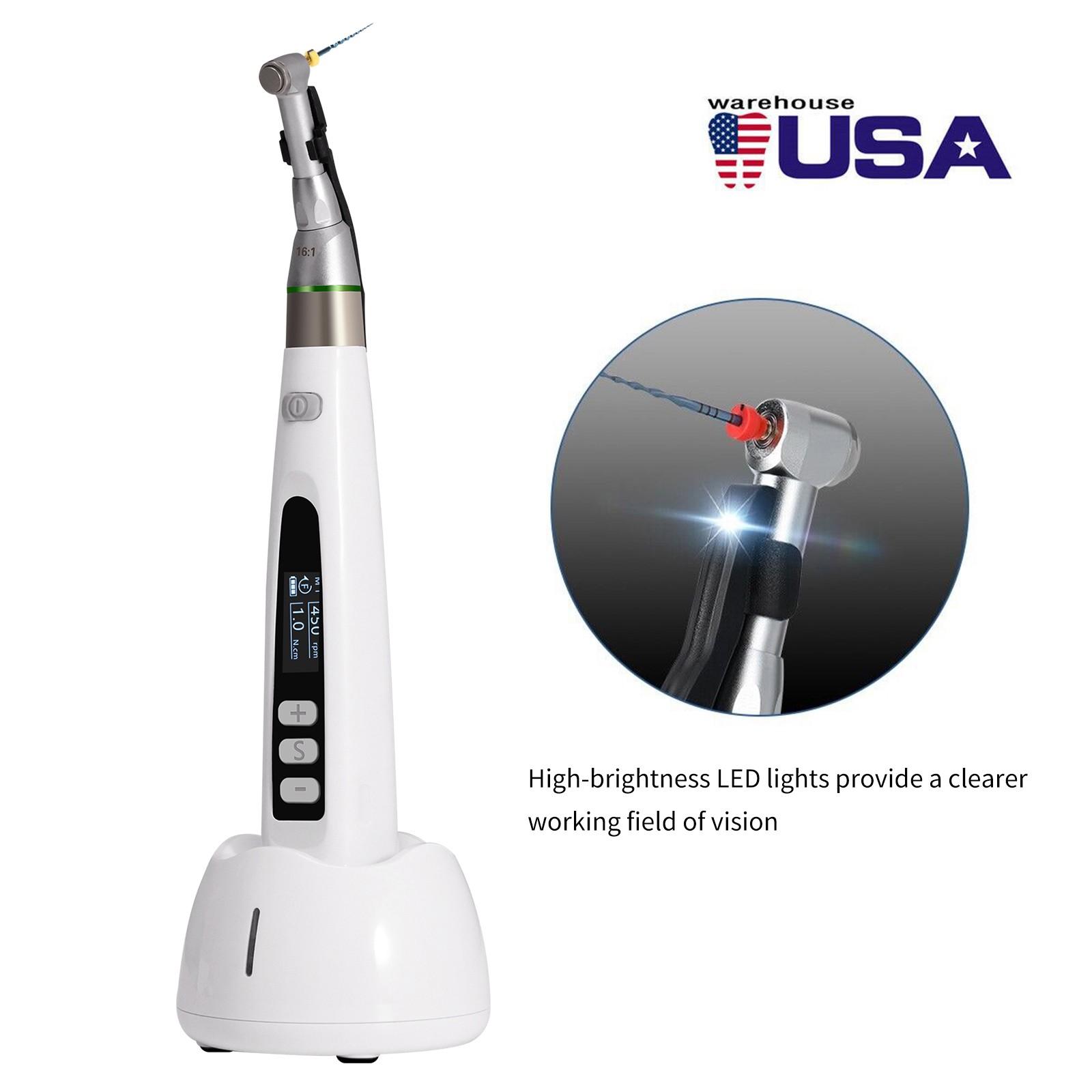 Dental Wireless Cordless LED Endo Motor 16:1 Handpiece Root Canal Treatment