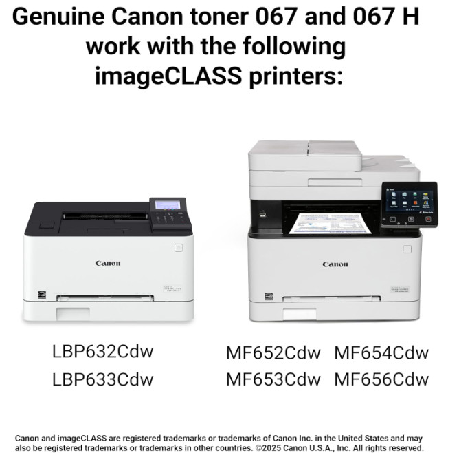 Canon 067 Toner Cartridge 4 Color Set B/ C/ M/ Y Works with MF653Cdw LBP633Cdw