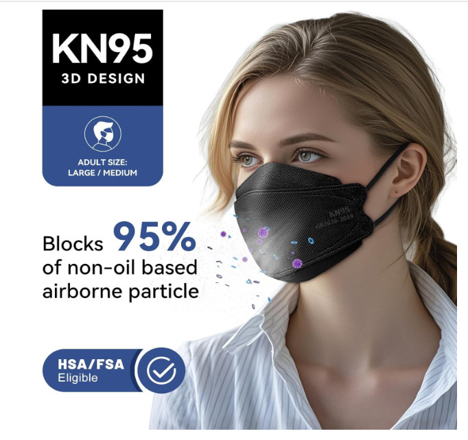 KN95 Face Mask Disposable Adults – 100 Pack 5 Layer Protection Adjustable KN95