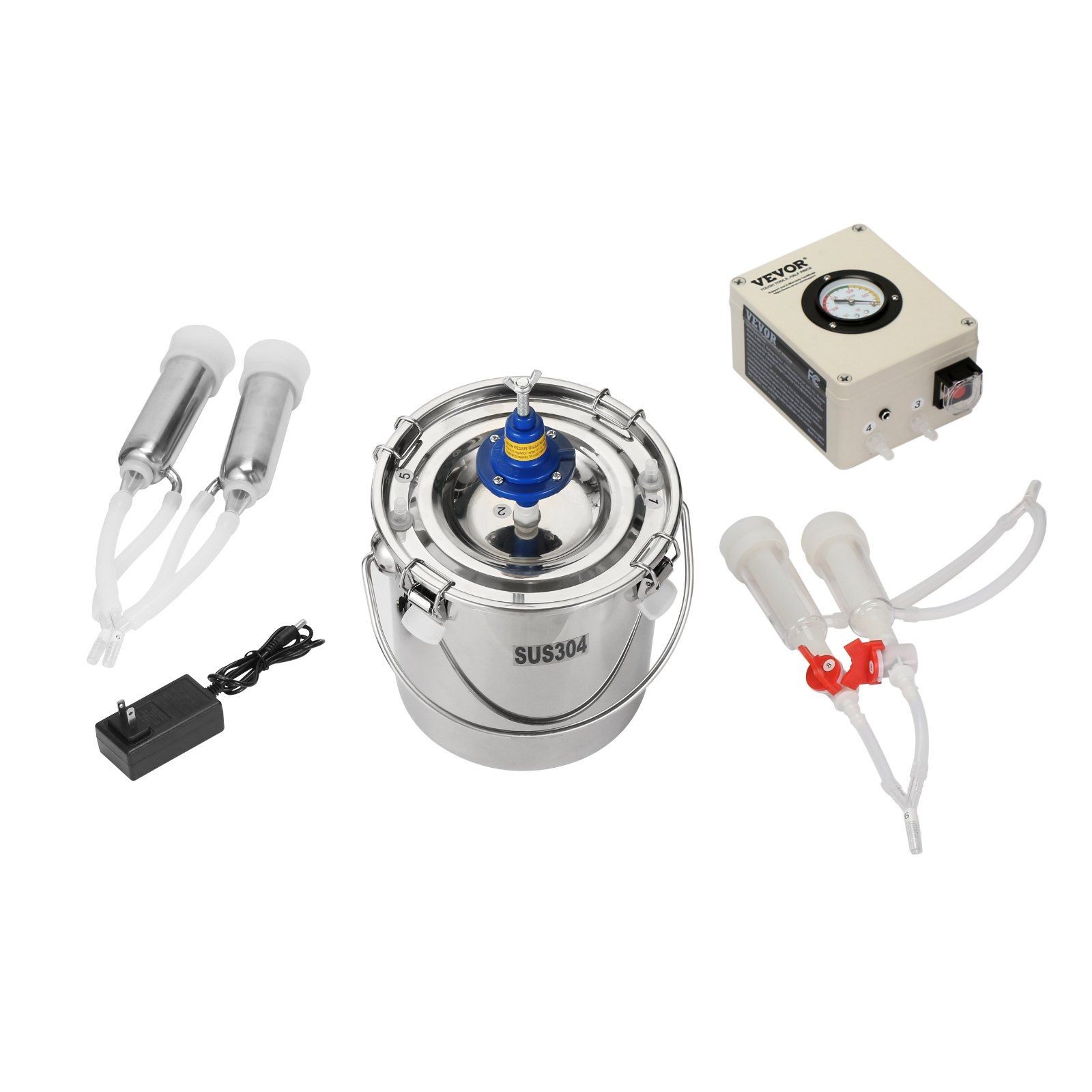 Automatic 6L Goat Milking Machine Electric Vacuum Pulsation 45-50kPa Adjustable