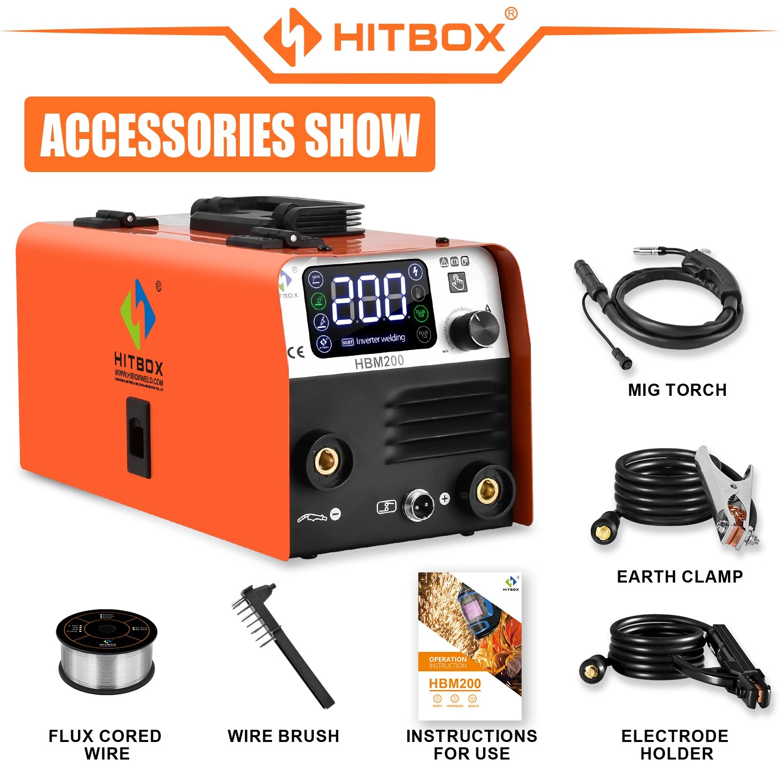 200A 110V/220V Gasless MIG Flux Core ARC/Lift TIG/MMA Welder &TIG Torch Home DIY