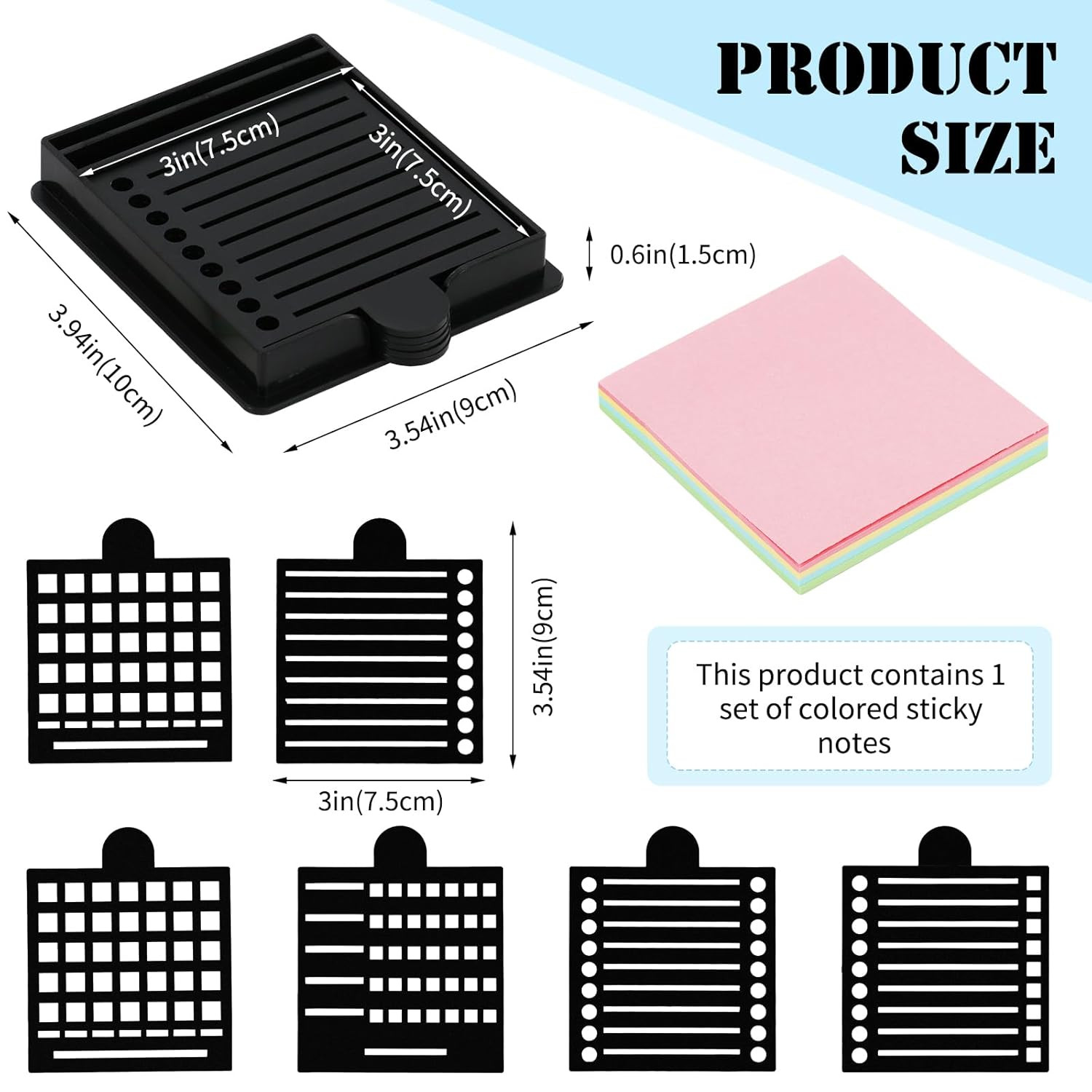 Sticky Note Stencil, Sticky Note Stencil and Holder, Post It Stencils, with Five