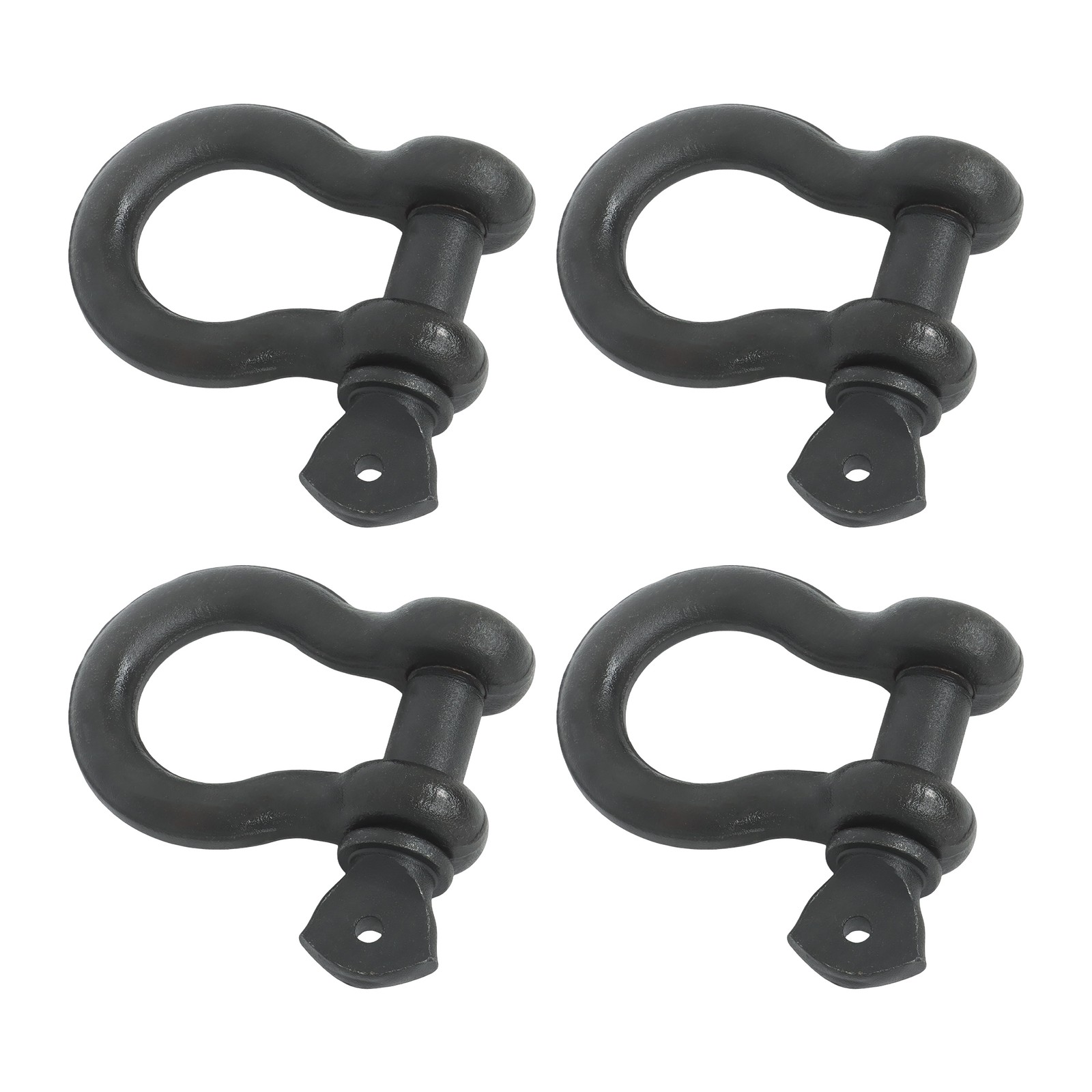 4 Pack 3/4 Inch Bow-Shaped D Ring Shackles 4.75t/10471lbs Working Load Black