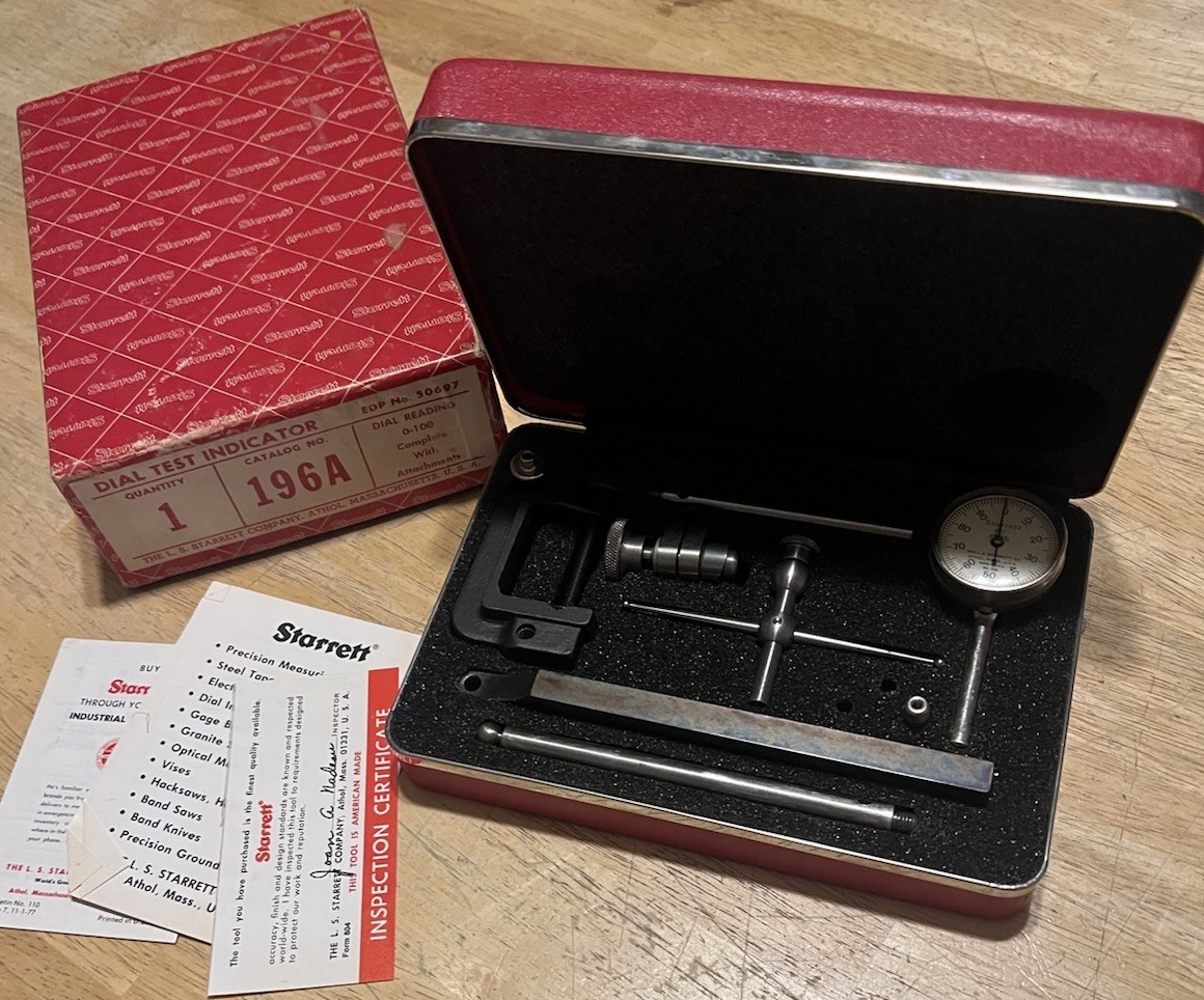 Starrett 196A Universal Dial Indicator Barely Been Used With Case And Box