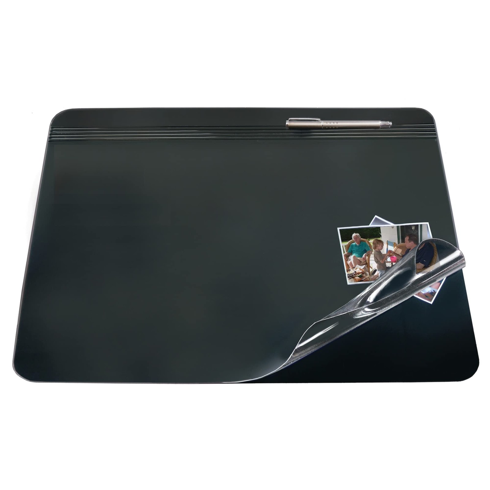 Office Depot Overlay Desk Pad, 19in. x 24in., Black/Clear, 19″ x 24″, Black