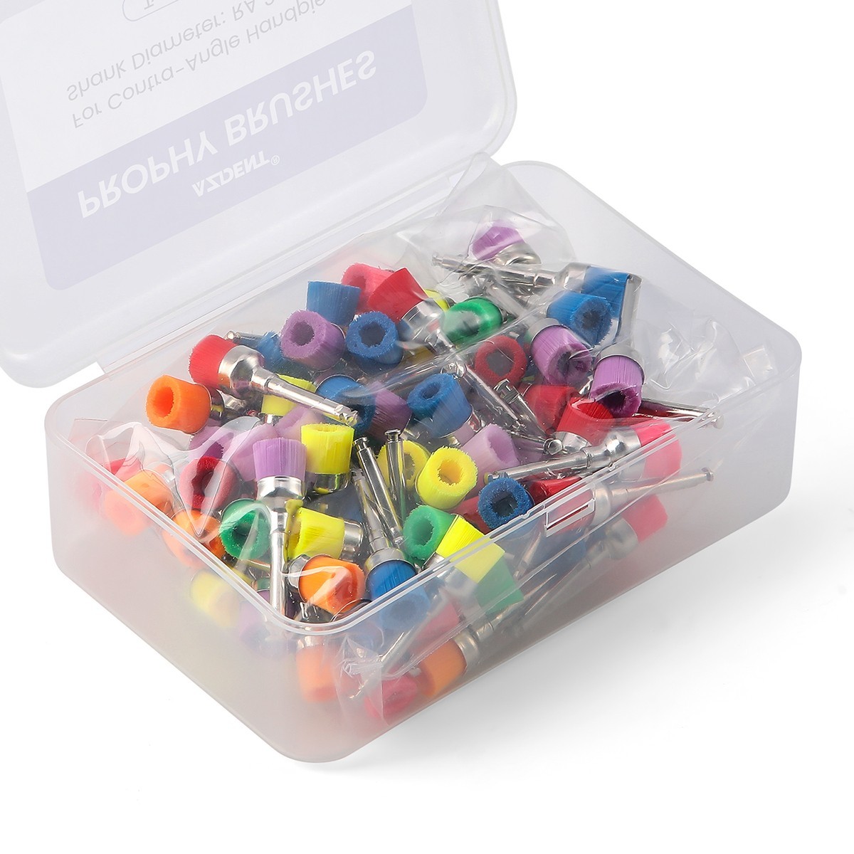100pcs Dental Nylon Colored Soft Bowl Polishing Flat Tapere Prophy Brushes Latch