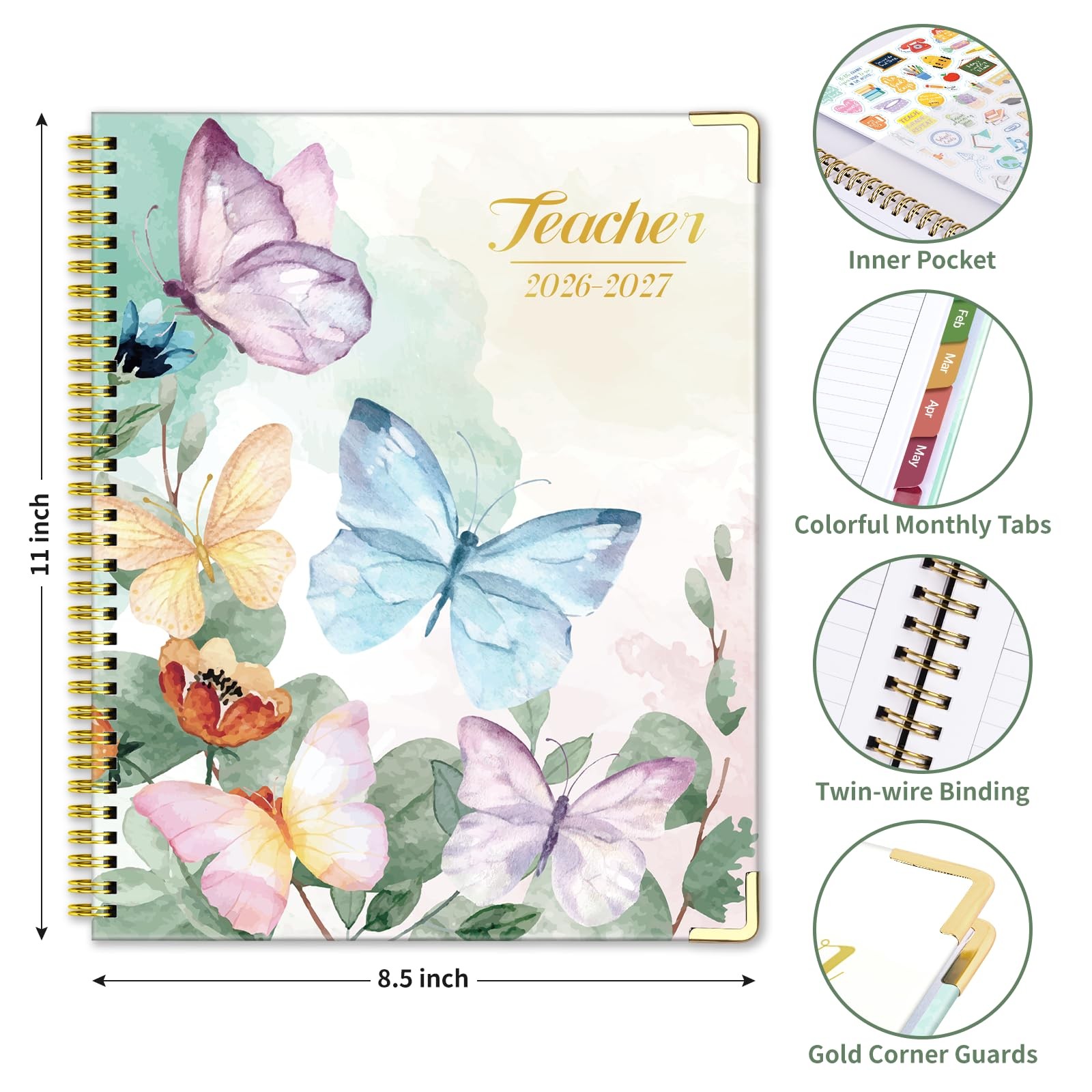Teacher Planner 2026-2027, July 2026 to June 2027 Academic Year, 8.5″ x 11″ L…